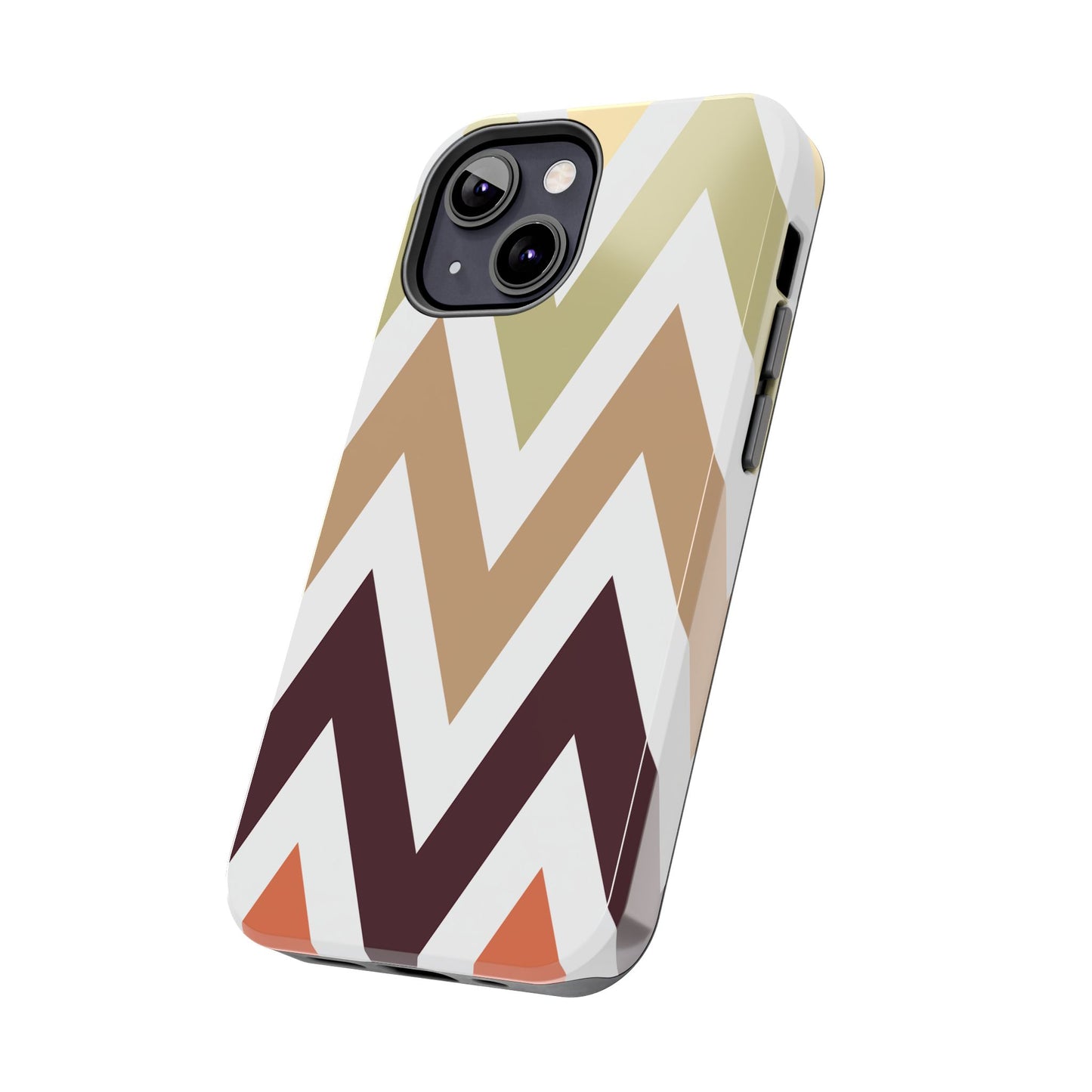 Earthy Chevron iPhone Case – Boho-Inspired Design with Dual-Layer Protection