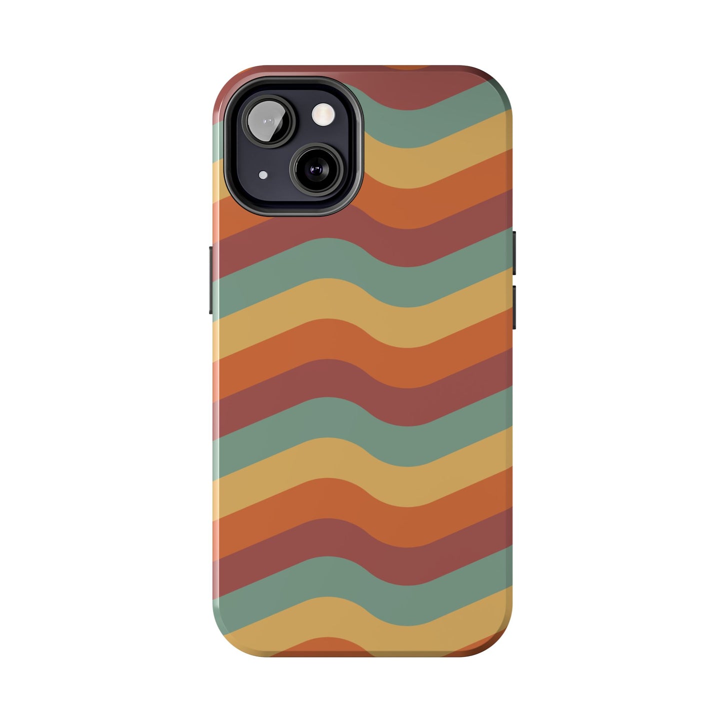 Retro Vibe Wavy Stripes iPhone Case – 70s-Inspired in Teal, Orange, and Rust