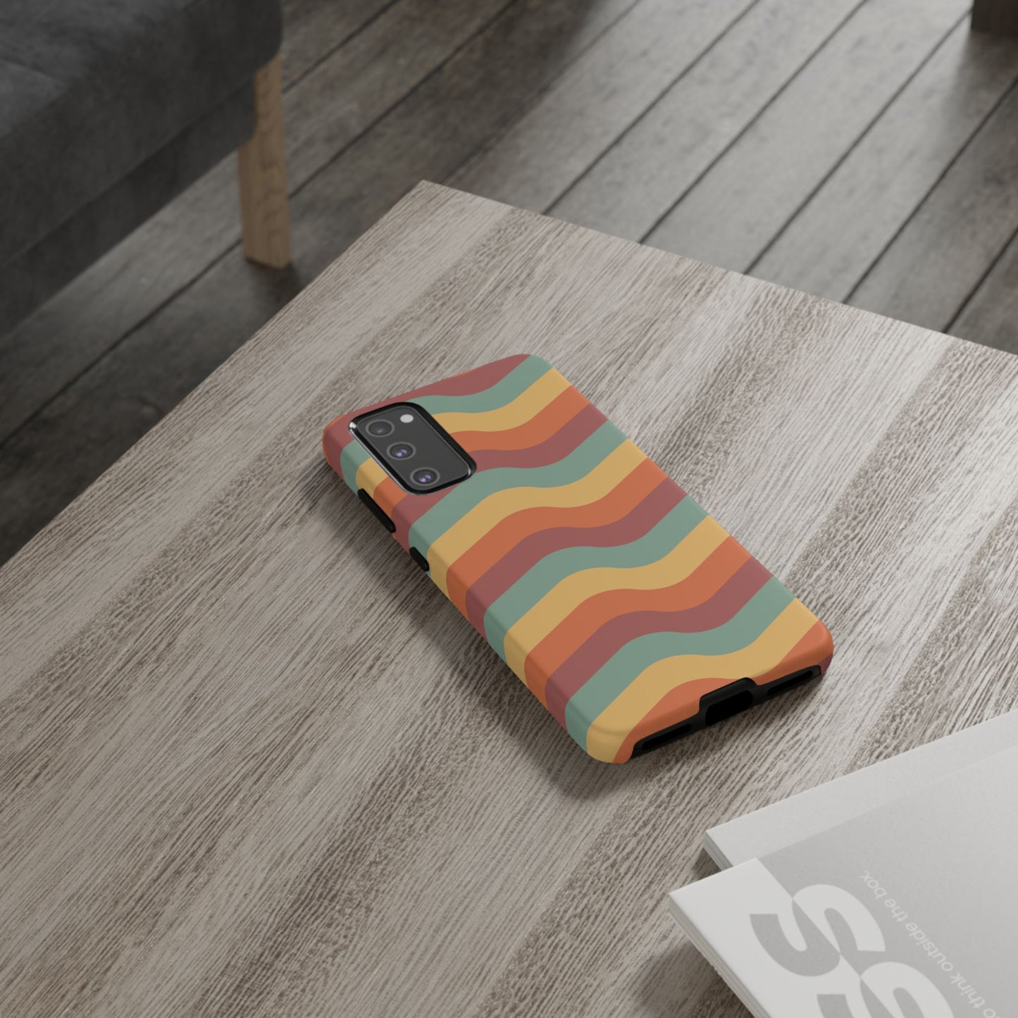 Retro Vibe Wavy Stripes Samsung Galaxy Case – 70s-Inspired in Teal, Orange, and Rust