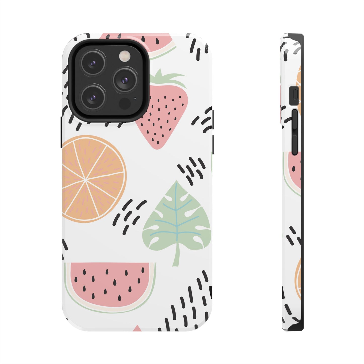 Tropical Fruit Fiesta Tough iPhone Case – Fun Watermelon, Pineapple, and Citrus Design - BOGO Cases