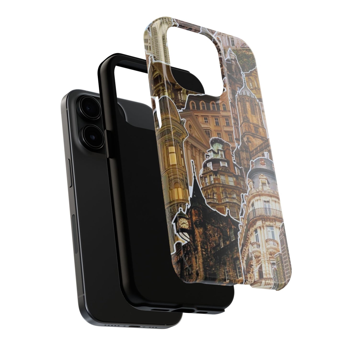 Vintage Architectural Collage iPhone Case – Tough Dual - Layer Protection with Matte Finish - BOGO Cases