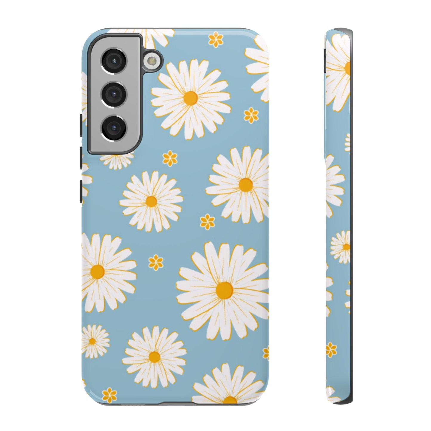 Bright Daisy Samsung Galaxy Case – Light Blue Background, Shockproof and Slim Design