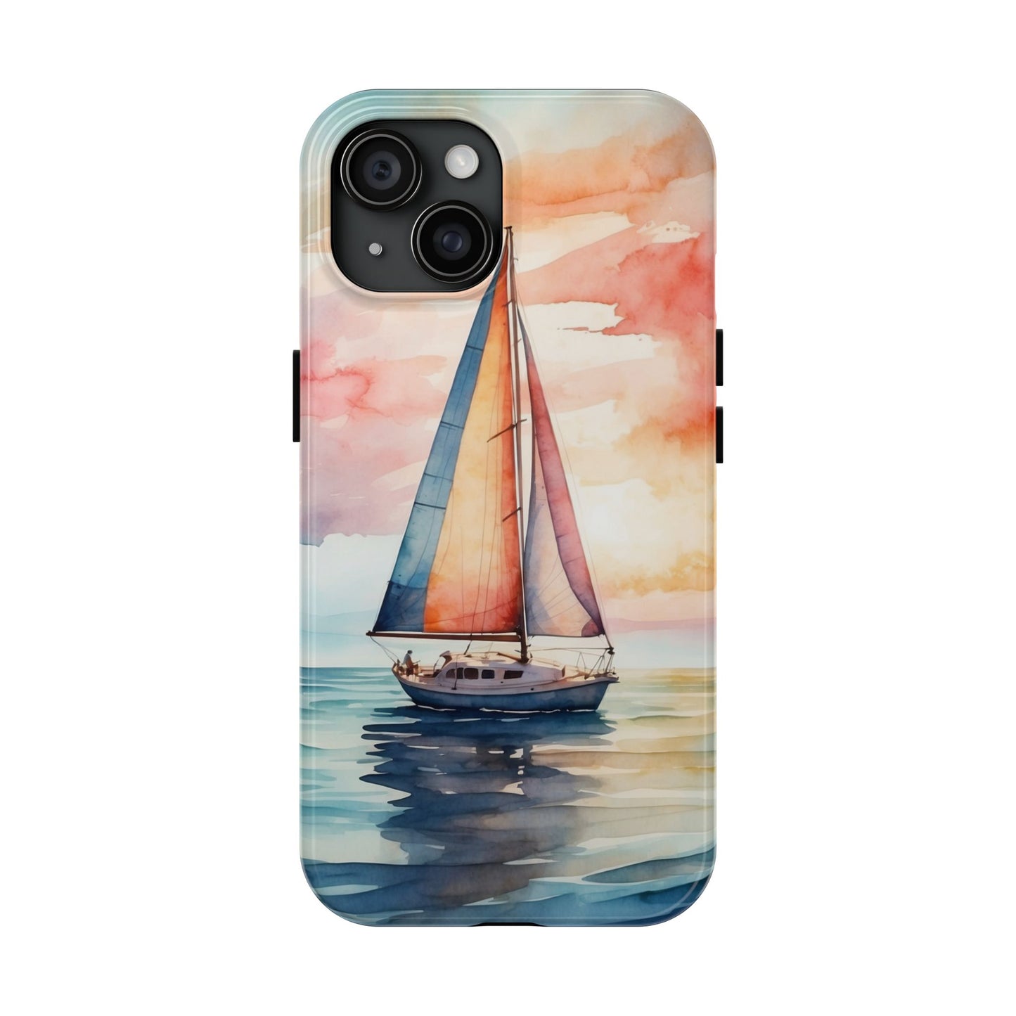 Sailboat Sunset iPhone Case – Vibrant Watercolor Design