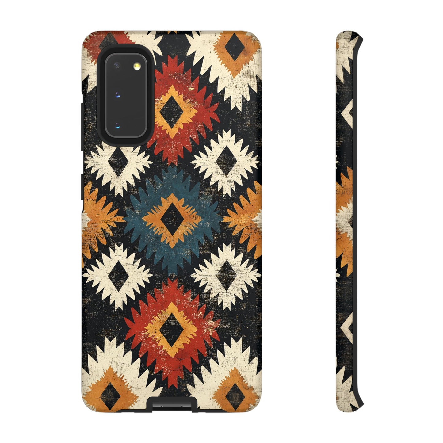Rustic Tribal Sunburst Tough Samsung Galaxy  Case – Vibrant Geometric Design, Dual-Layer Protection