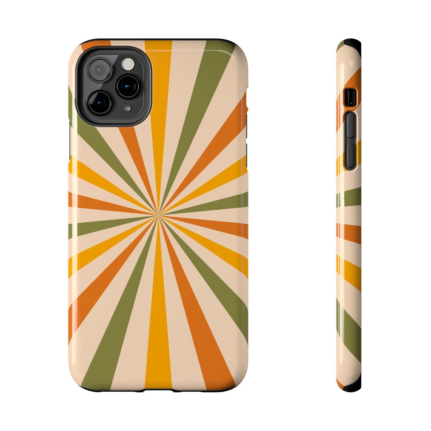 Retro Sunburst iPhone Case – Bold Geometric Design, Durable Shockproof Protection