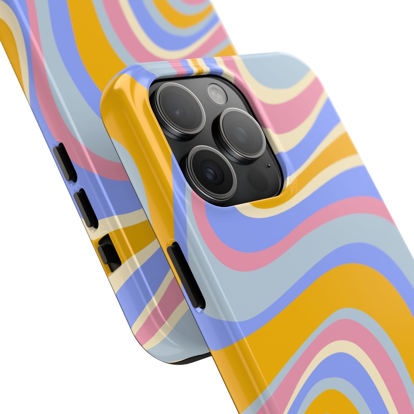 Groovy Pastel Waves iPhone Case – 70s-Inspired Design with Dual-Layer Protection