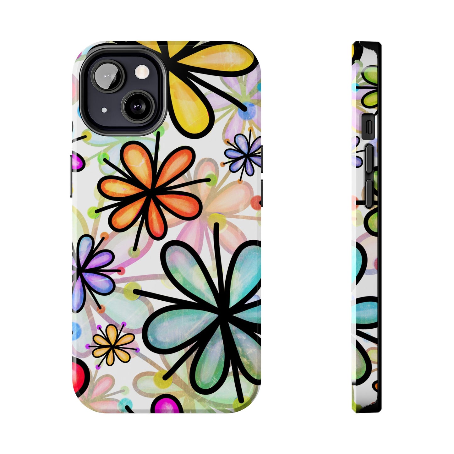 Retro Floral Pop iPhone Case – Ultra-Slim Design, High-Gloss Finish
