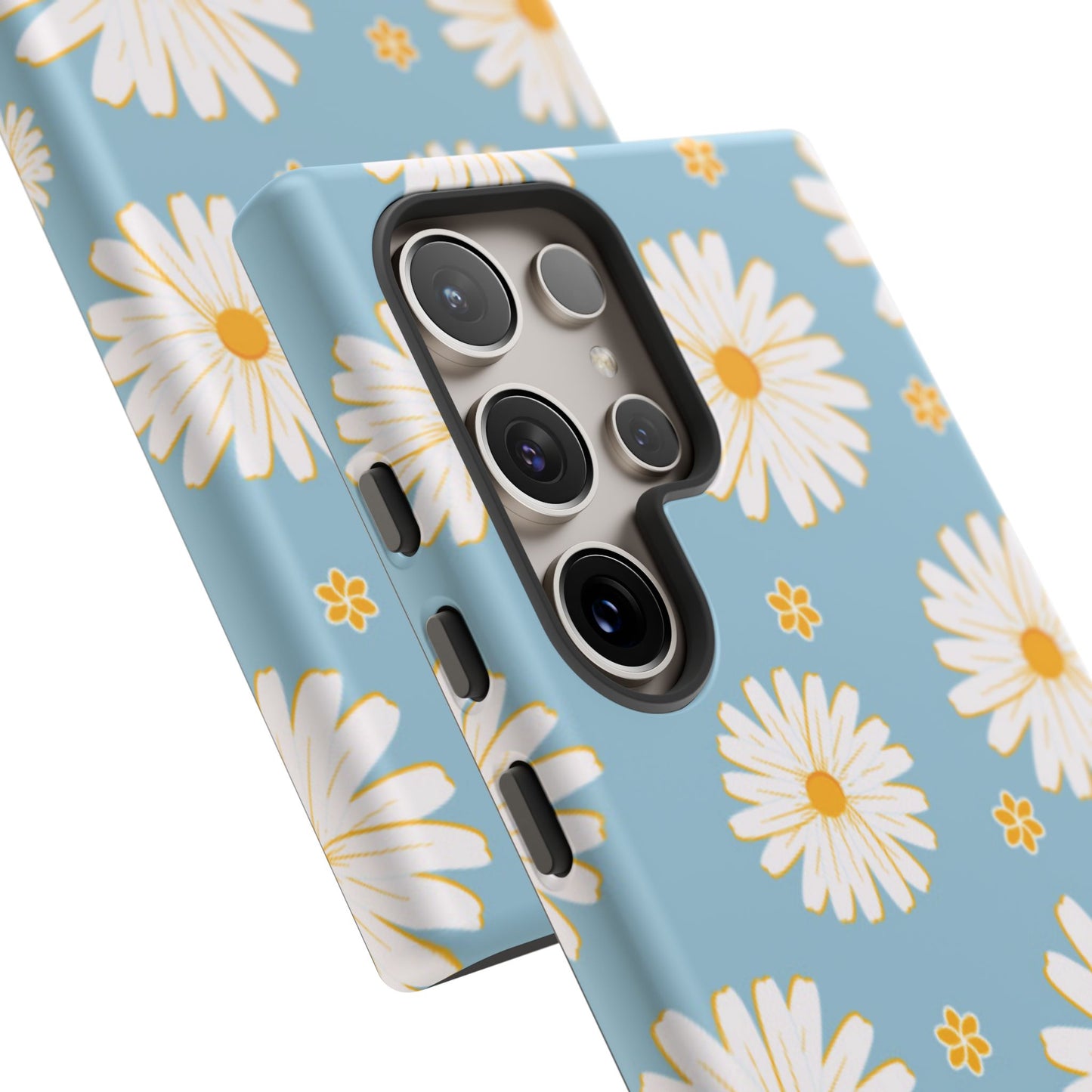 Bright Daisy Samsung Galaxy Case – Light Blue Background, Shockproof and Slim Design