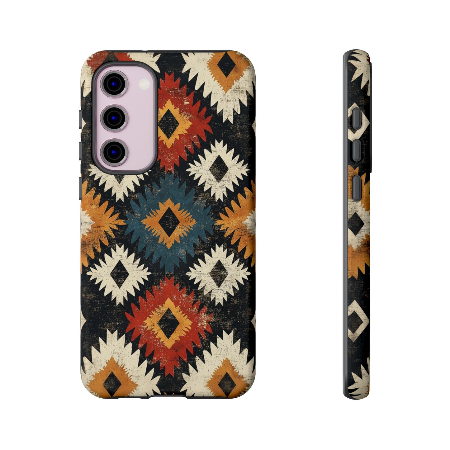 Rustic Tribal Sunburst Tough Samsung Galaxy  Case – Vibrant Geometric Design, Dual-Layer Protection