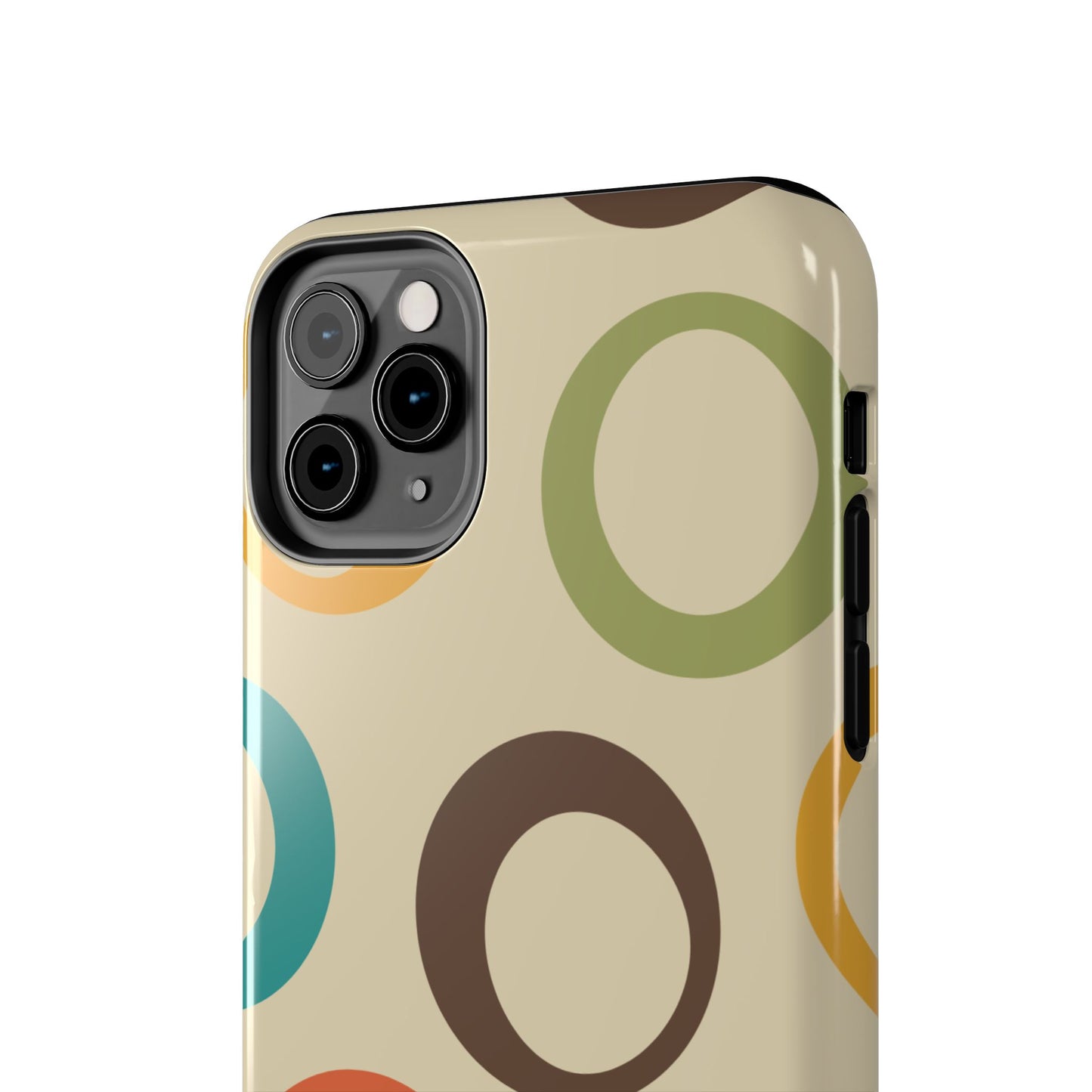 Retro Colorful Rings iPhone Case – Shockproof, Matte Finish, Dual-Layer Protection