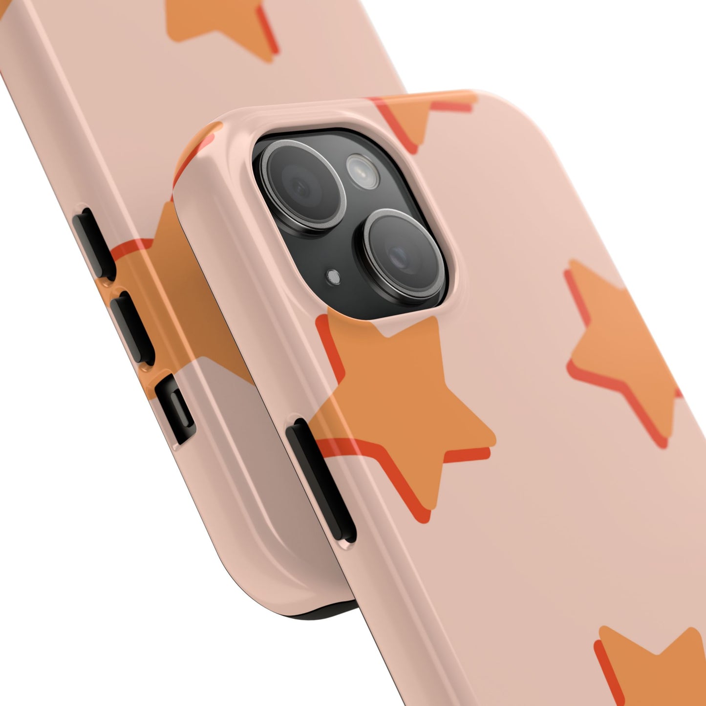 Retro Orange Stars iPhone Case – Shock-Resistant, Smooth Matte Finish, Dual-Layer Design