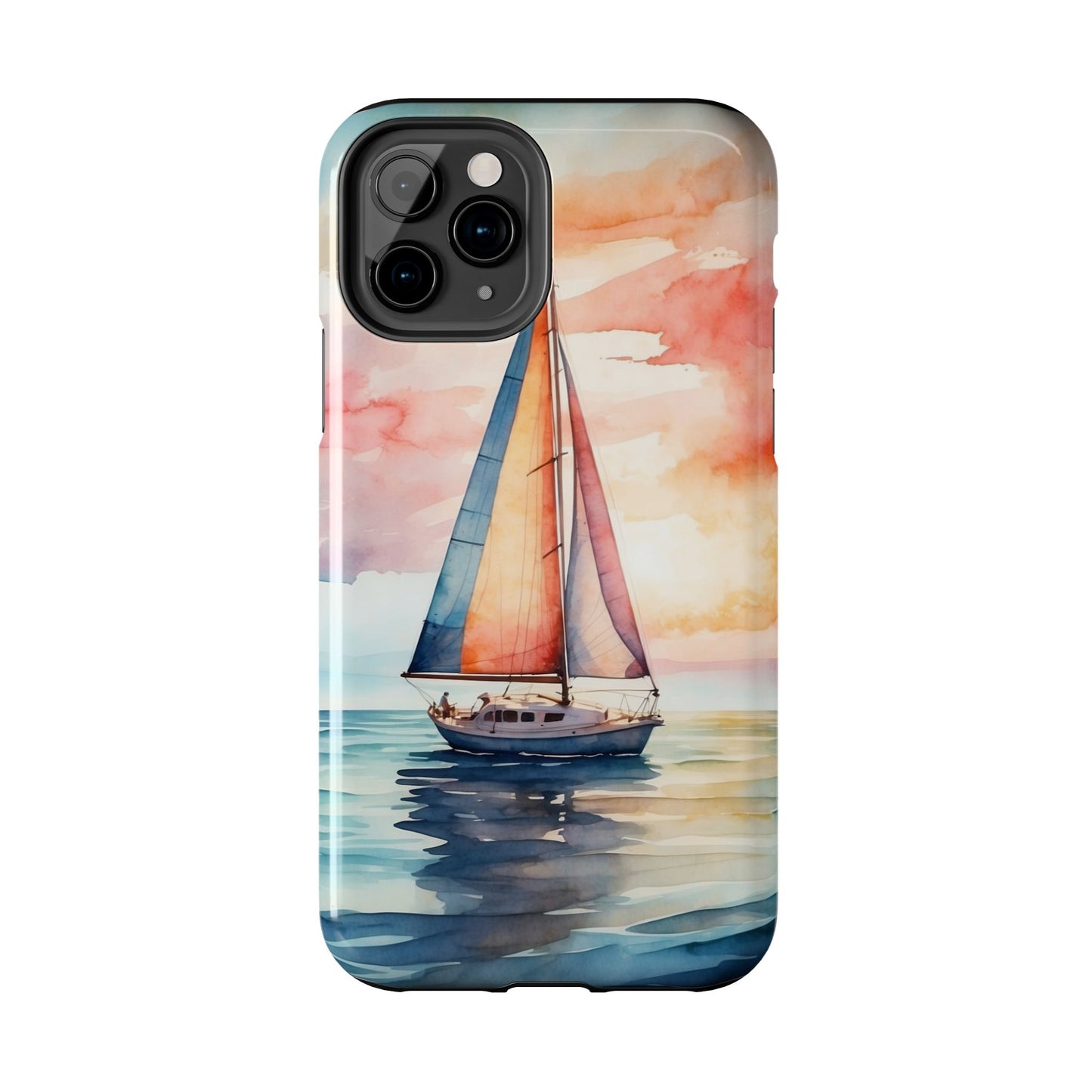 Sailboat Sunset iPhone Case – Vibrant Watercolor Design