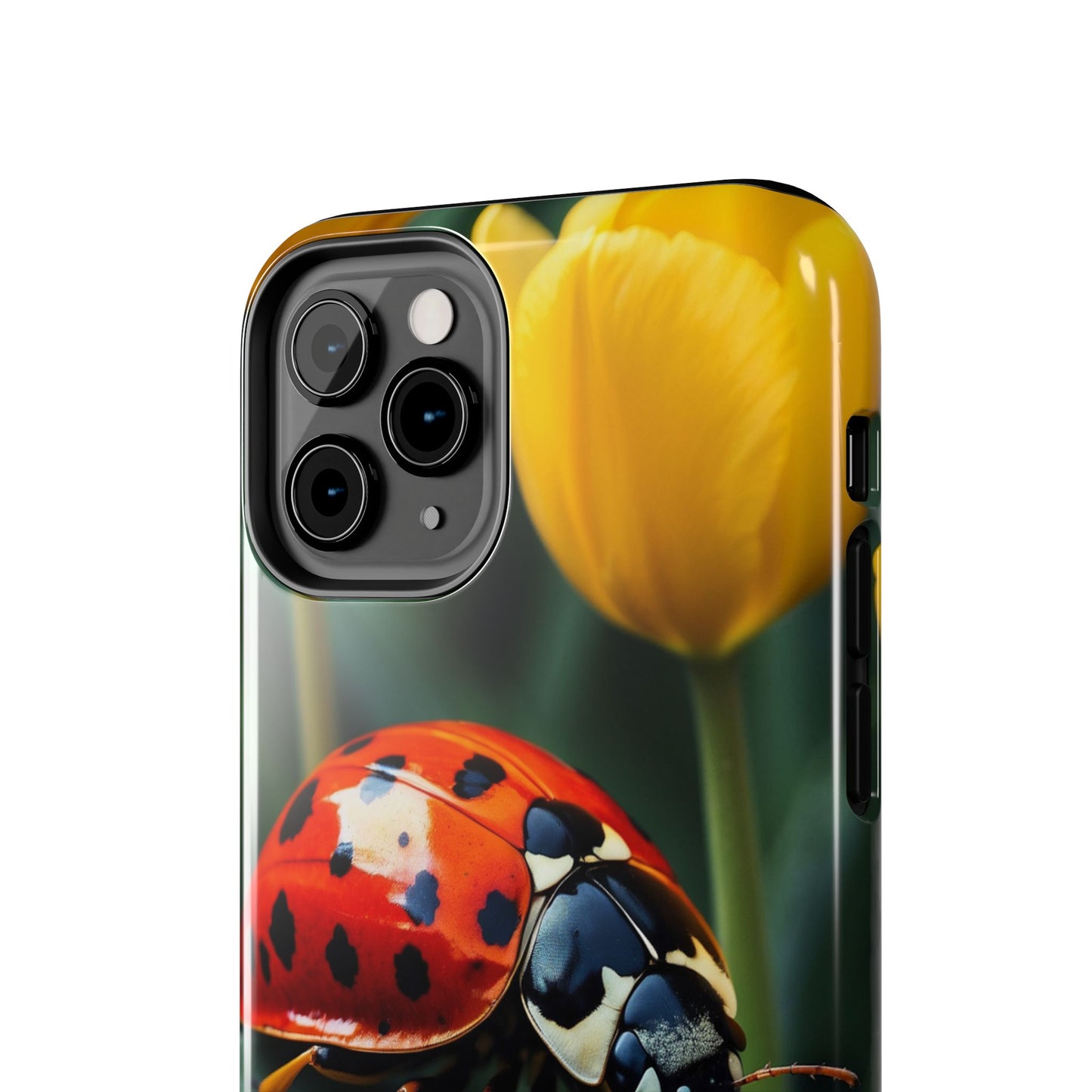 iPhone Case: Vibrant Ladybug Amidst a Lush Yellow Flower Garden