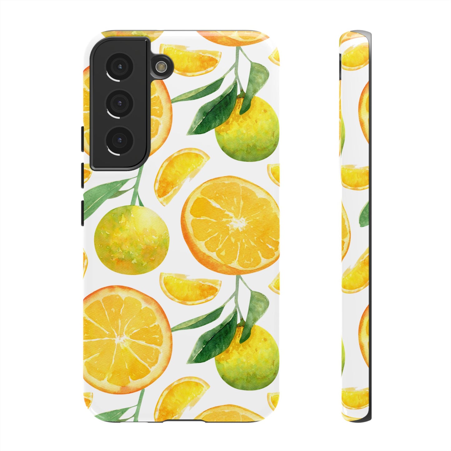 Sunny Citrus Grove Tough Samsung Galaxy Case – Watercolor Orange Design, Dual-Layer Protection