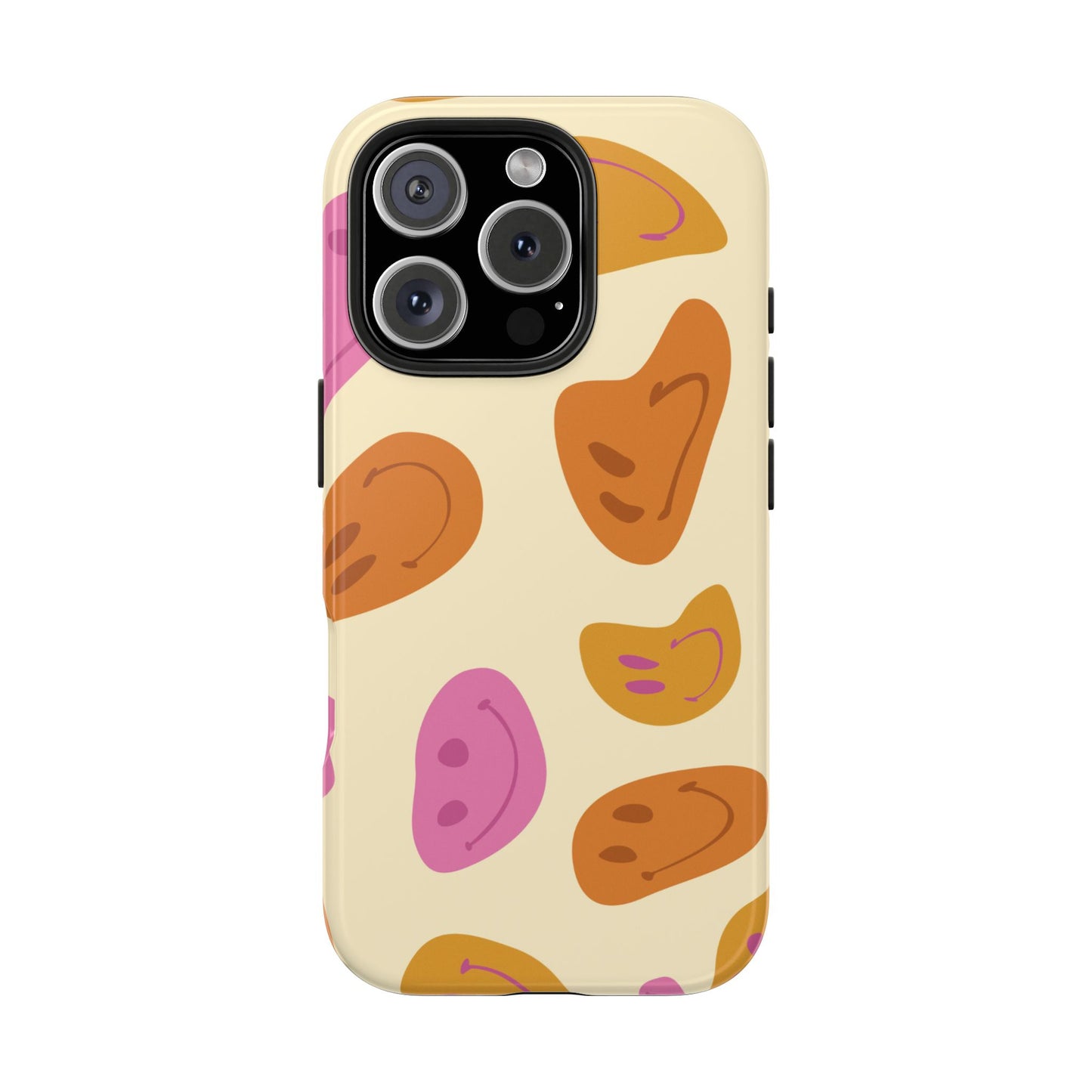 Retro Smiley Faces iPhone Case – Shockproof, Matte Finish, Dual-Layer Protection
