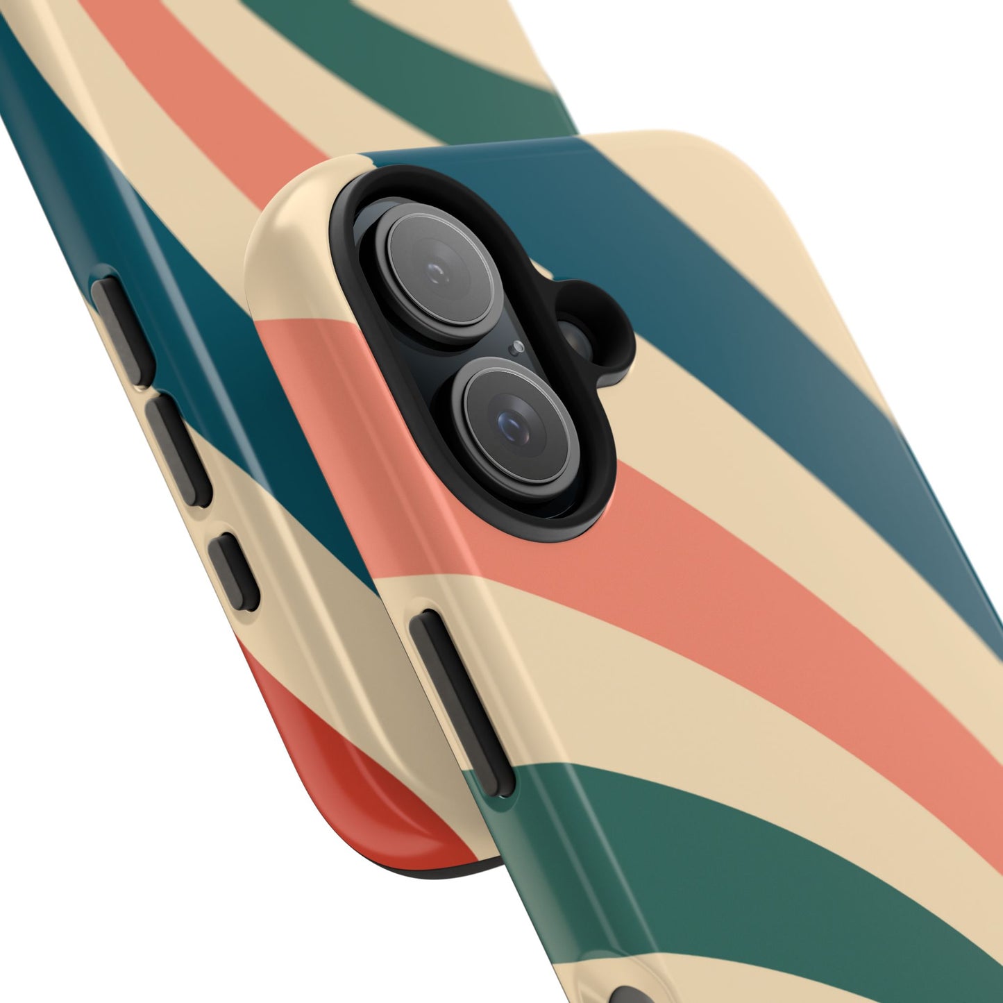 Retro Sunburst Swirl iPhone Case – Dual-Layer Protection with Bold 70s Vibes