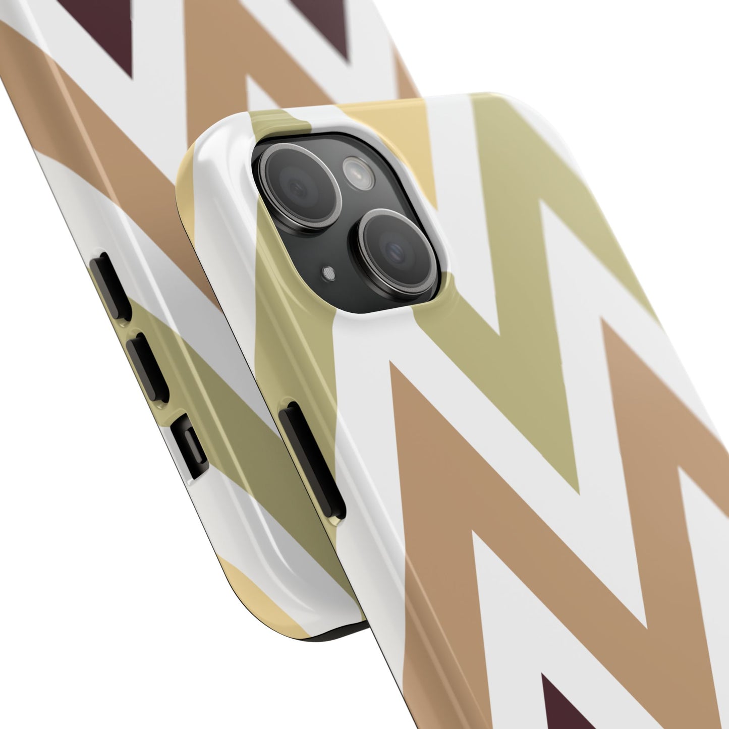 Earthy Chevron iPhone Case – Boho-Inspired Design with Dual-Layer Protection