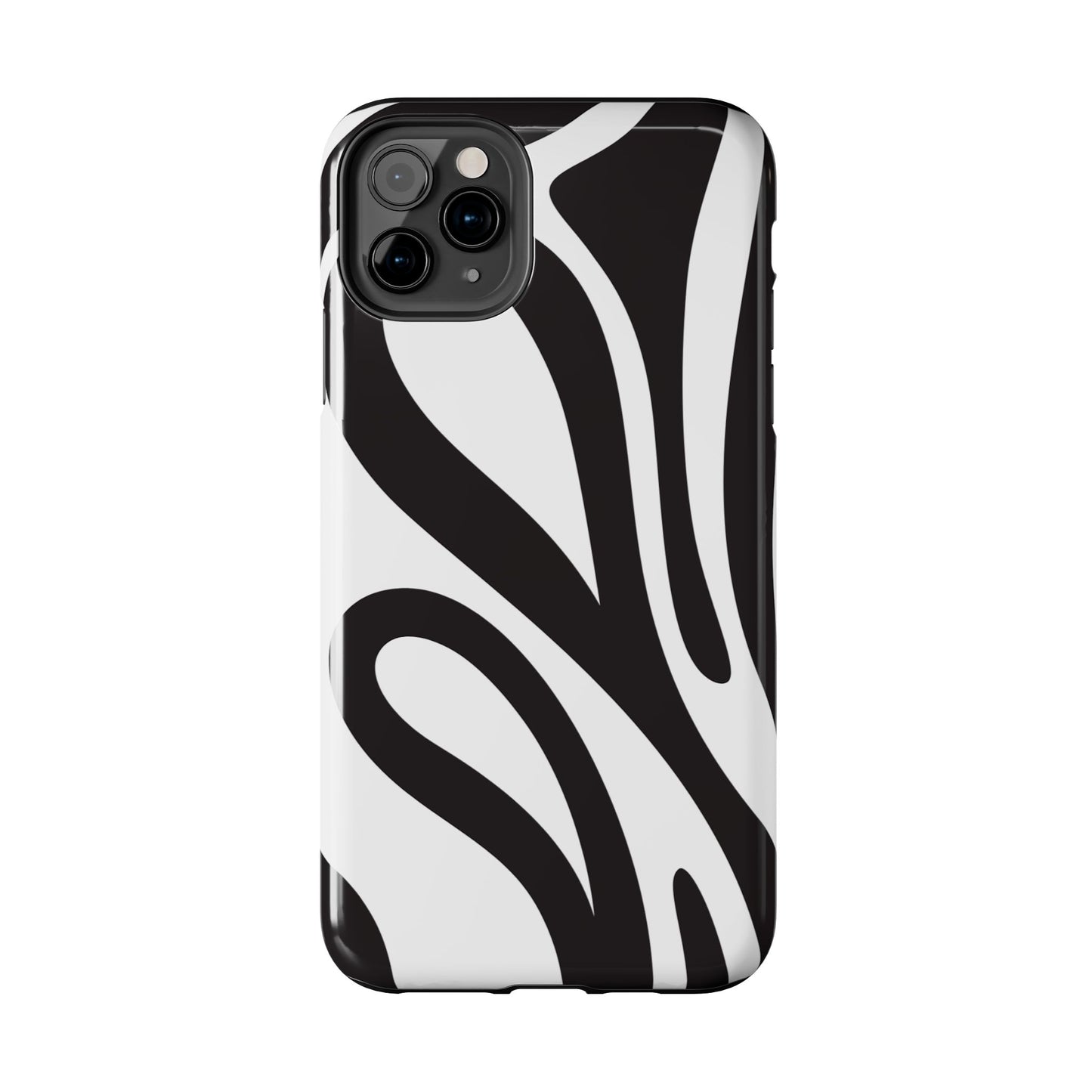 Modern Black and White Abstract Tough iPhone Case – Bold Graphic Pattern with Dual-Layer Protection