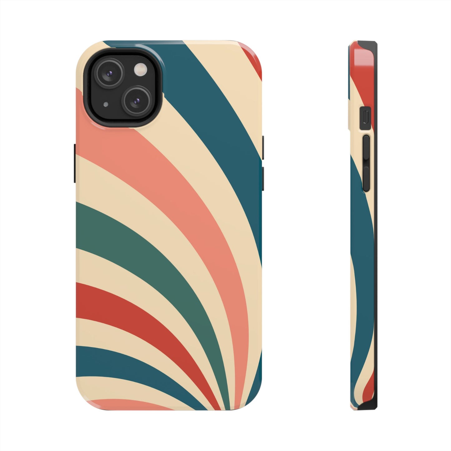 Retro Sunburst Swirl iPhone Case – Dual-Layer Protection with Bold 70s Vibes