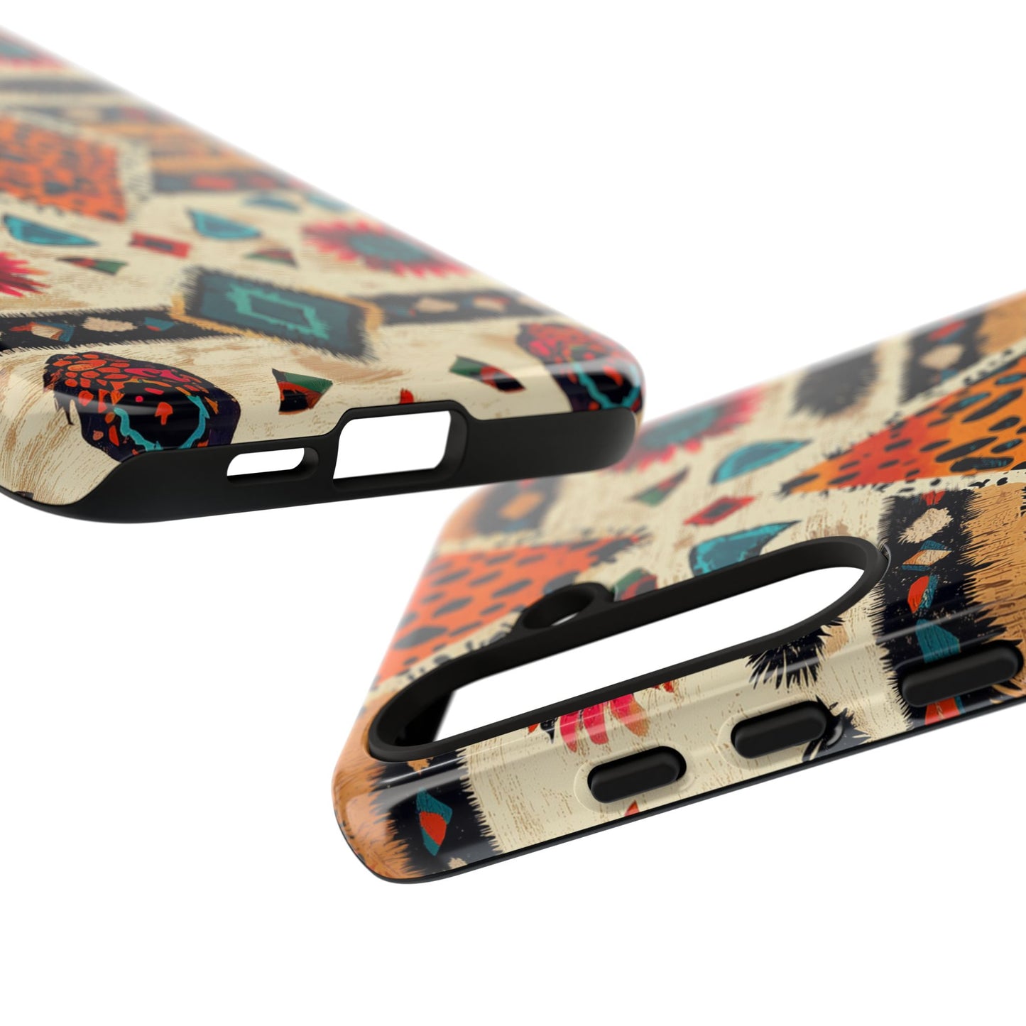 Wild Boho Leopard Print & Floral Tough Samsung Galaxy  Case – Eclectic Tribal Design, Dual-Layer Protection