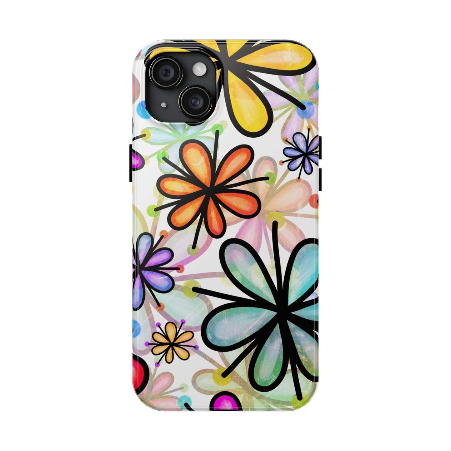 Retro Floral Pop iPhone Case – Ultra-Slim Design, High-Gloss Finish