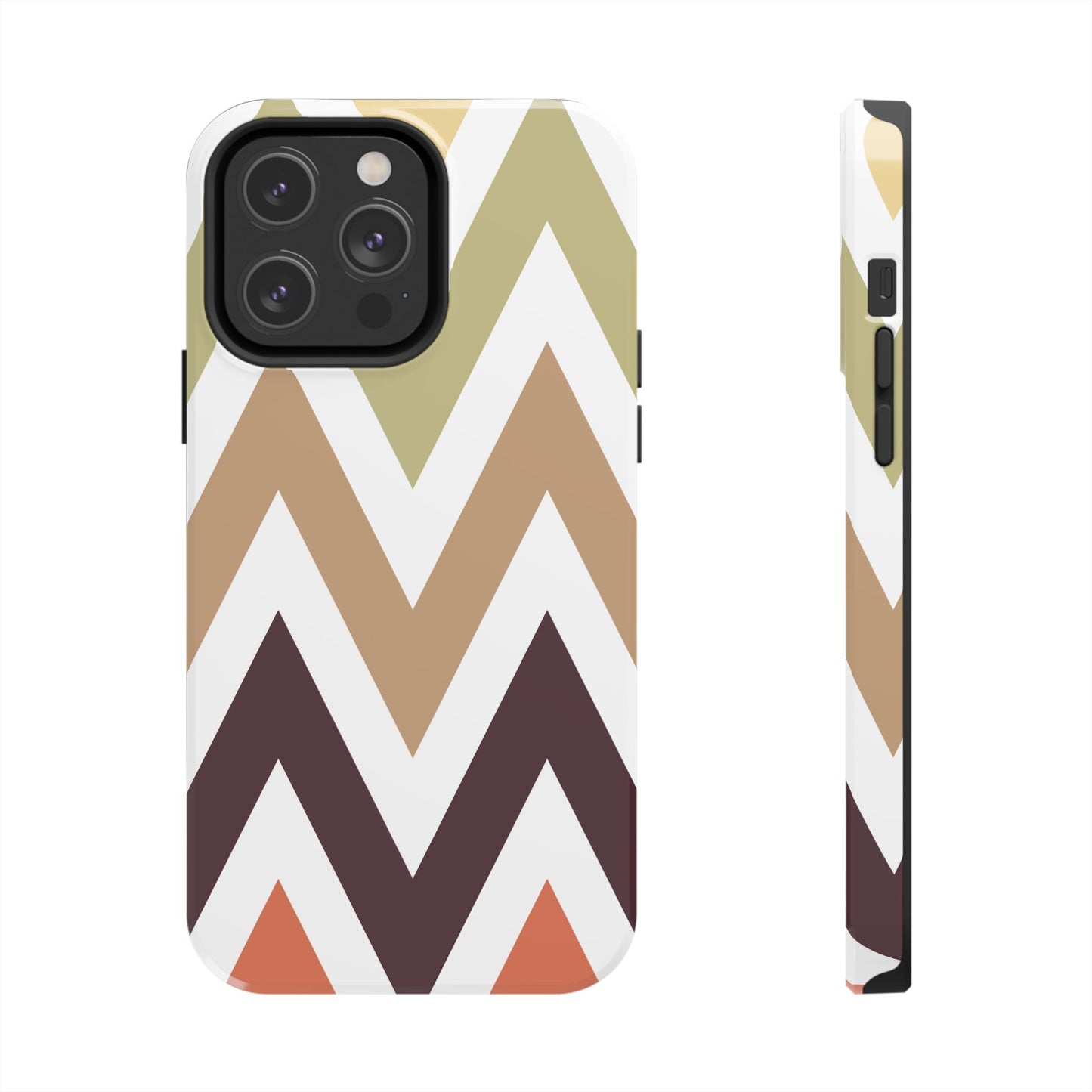Earthy Chevron iPhone Case – Boho-Inspired Design with Dual-Layer Protection