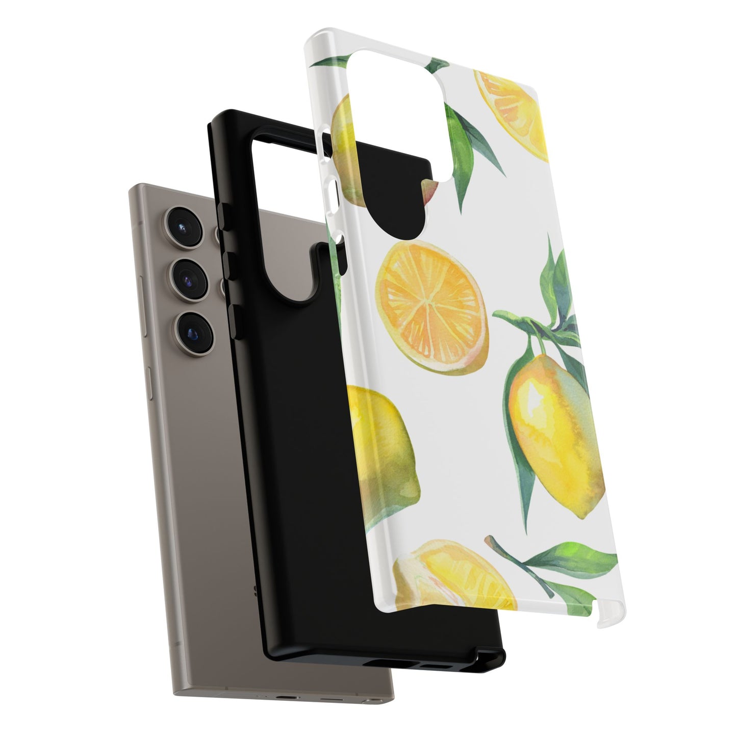 Lemon Grove Watercolor Tough Samsung Galaxy  Case – Fresh Citrus Design, Dual-Layer Protection