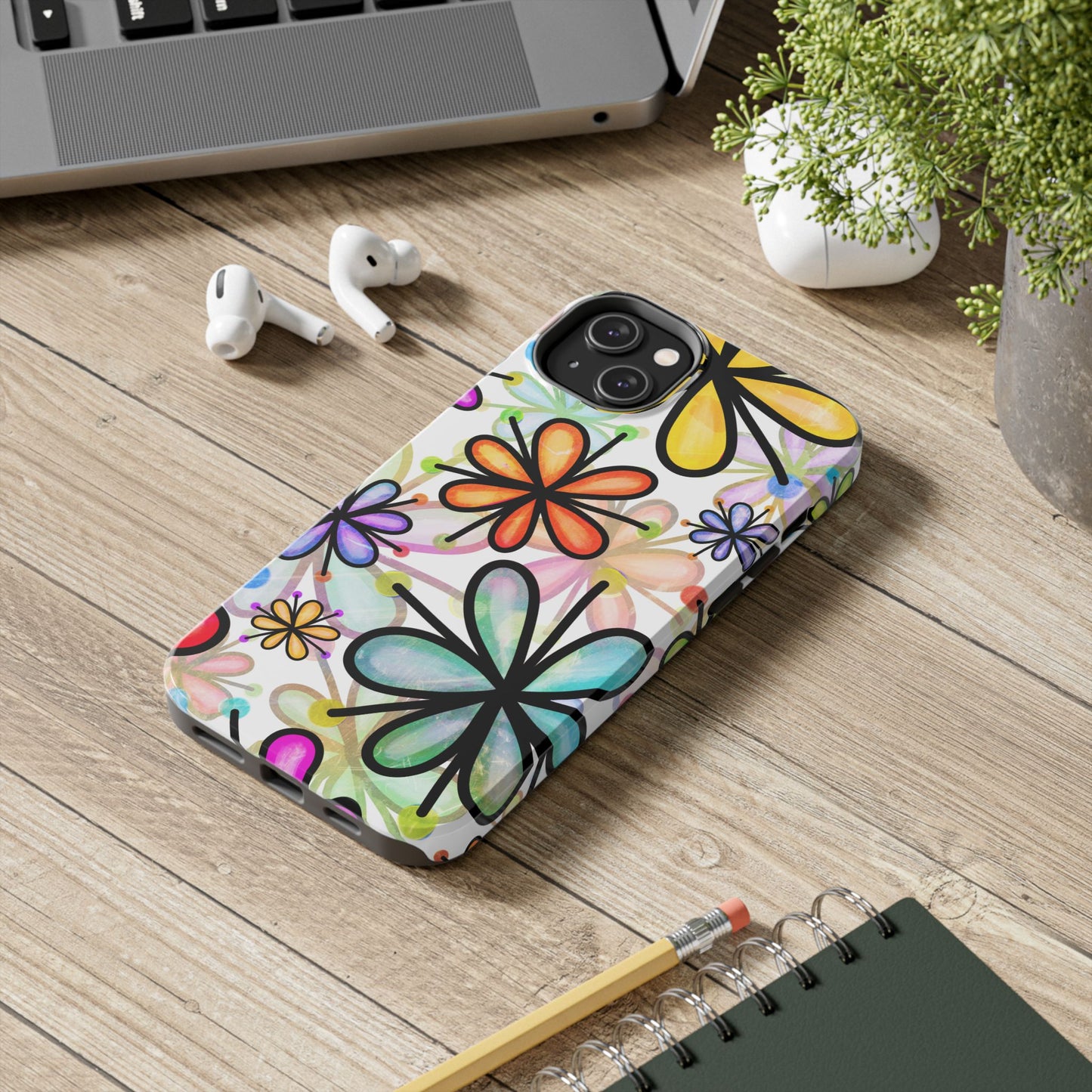 Retro Floral Pop iPhone Case – Ultra-Slim Design, High-Gloss Finish