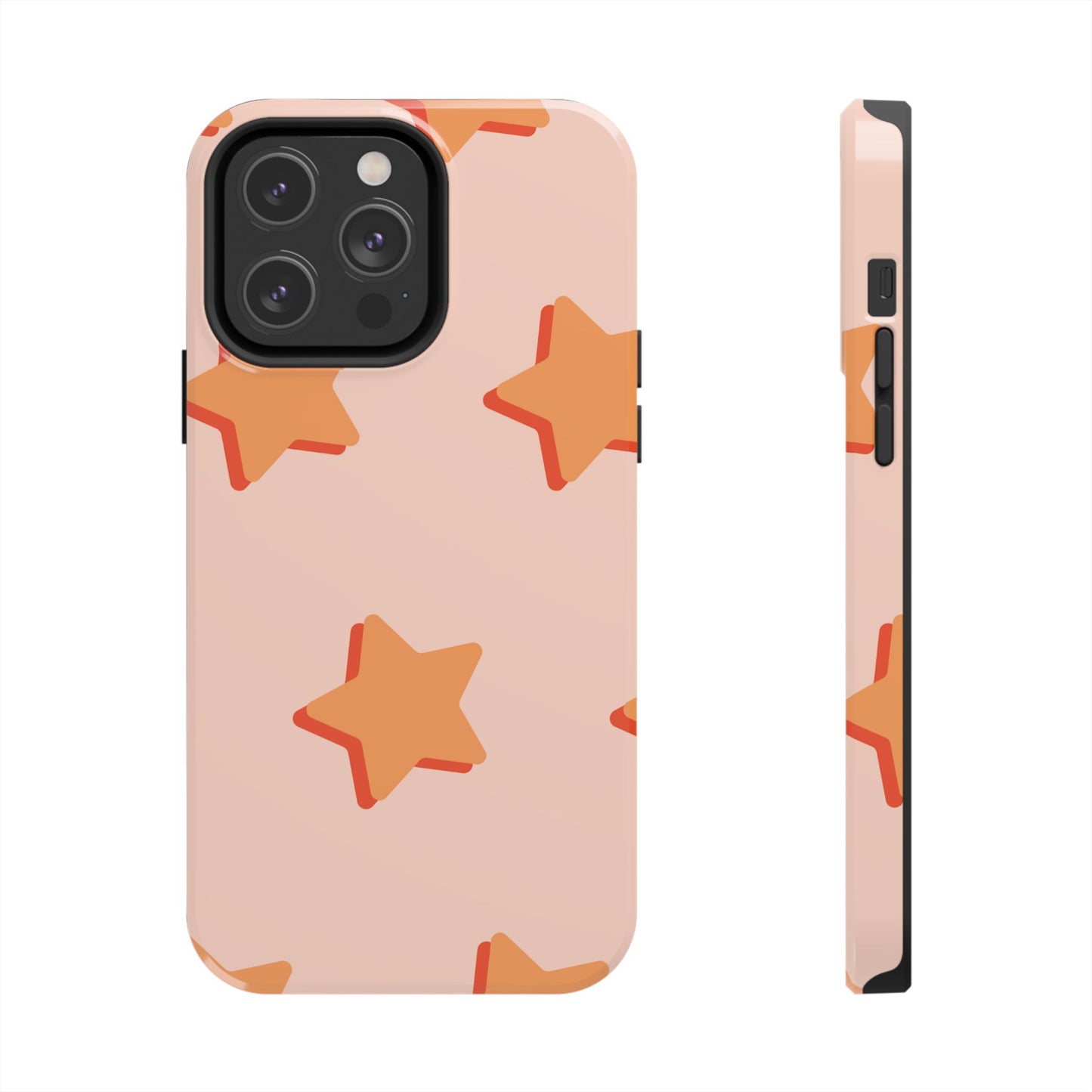 Retro Orange Stars iPhone Case – Shock-Resistant, Smooth Matte Finish, Dual-Layer Design
