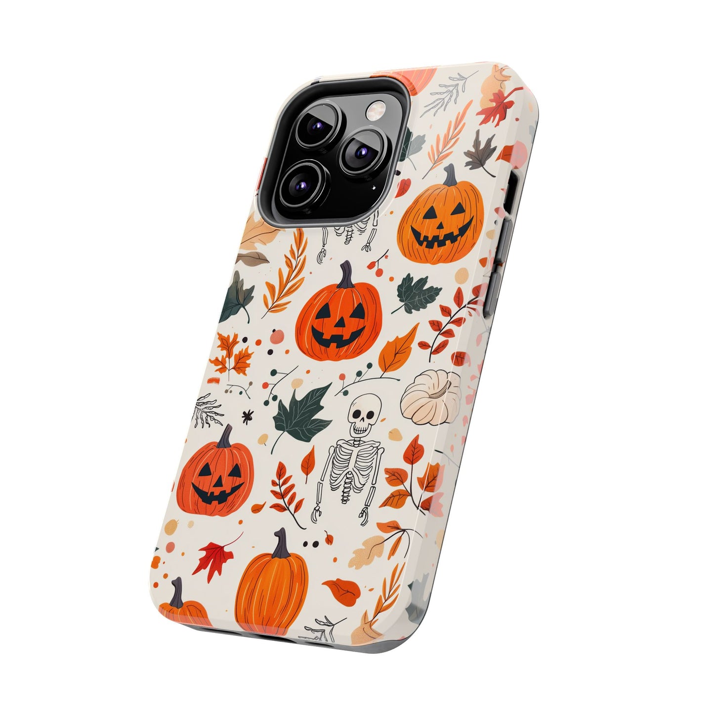 Halloween Pumpkin & Skeleton iPhone Case – Spooky Autumn Design