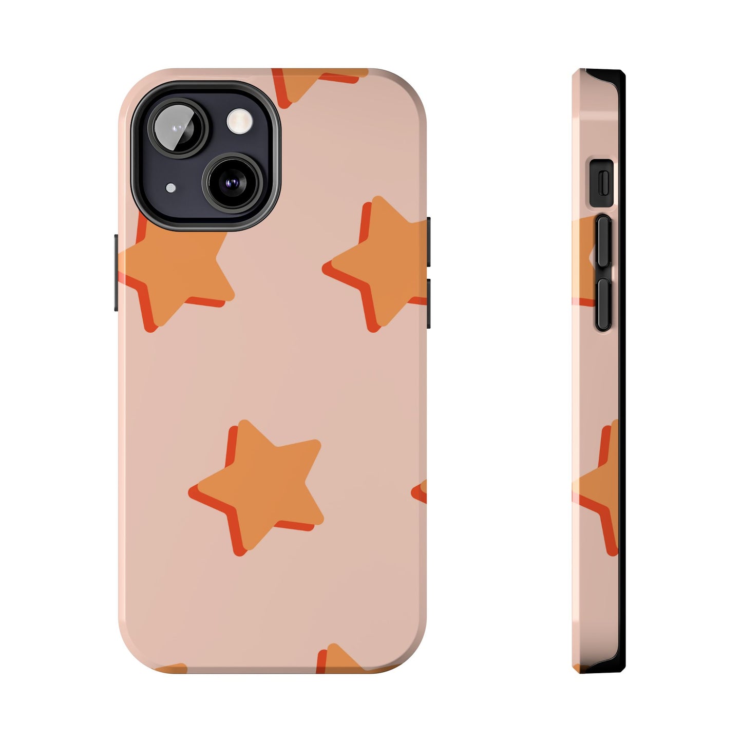 Retro Orange Stars iPhone Case – Shock-Resistant, Smooth Matte Finish, Dual-Layer Design