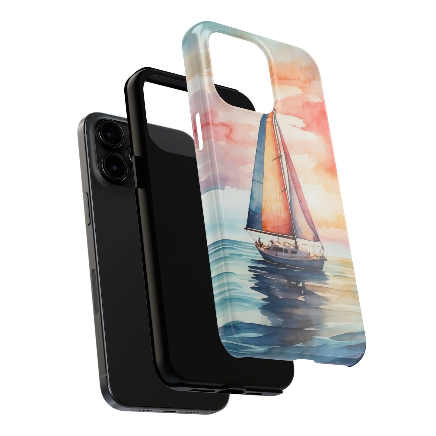 Sailboat Sunset iPhone Case – Vibrant Watercolor Design