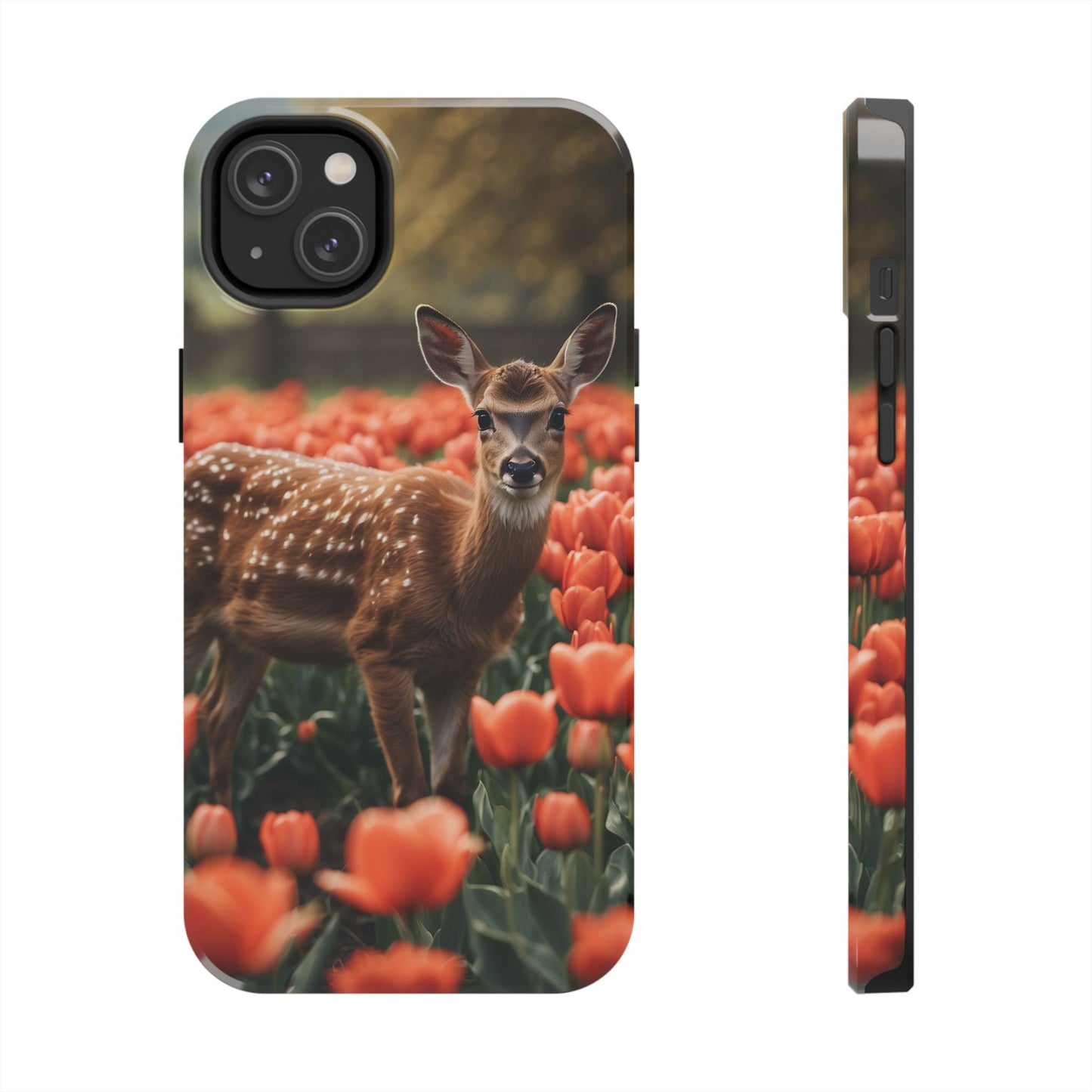 Fawn Among Tulips iPhone Case
