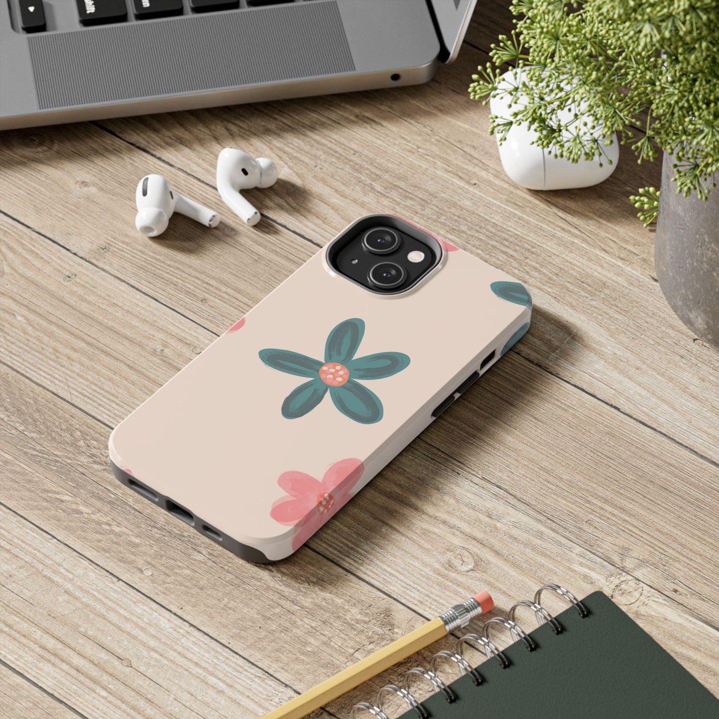 Vintage Floral Tough iPhone Case – Soft Matte Finish with Dual-Layer Protection