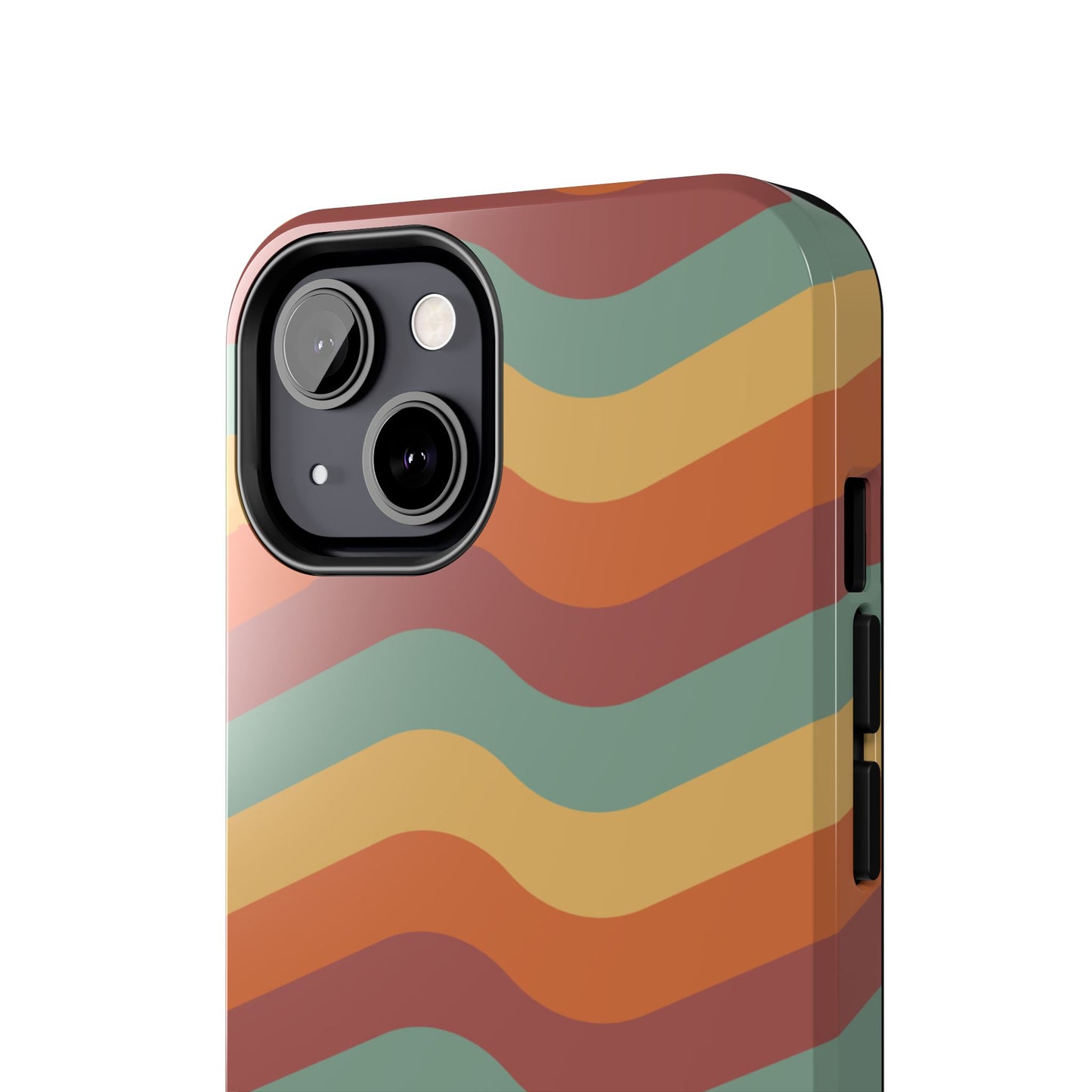 Retro Vibe Wavy Stripes iPhone Case – 70s-Inspired in Teal, Orange, and Rust
