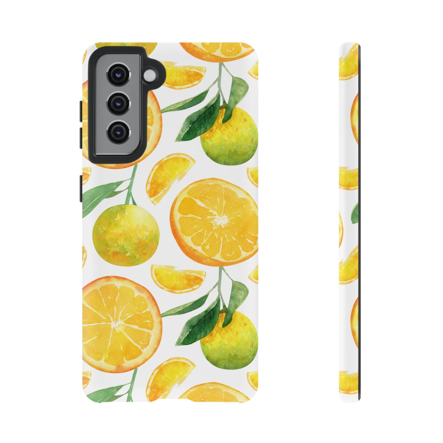 Sunny Citrus Grove Tough Samsung Galaxy Case – Watercolor Orange Design, Dual-Layer Protection