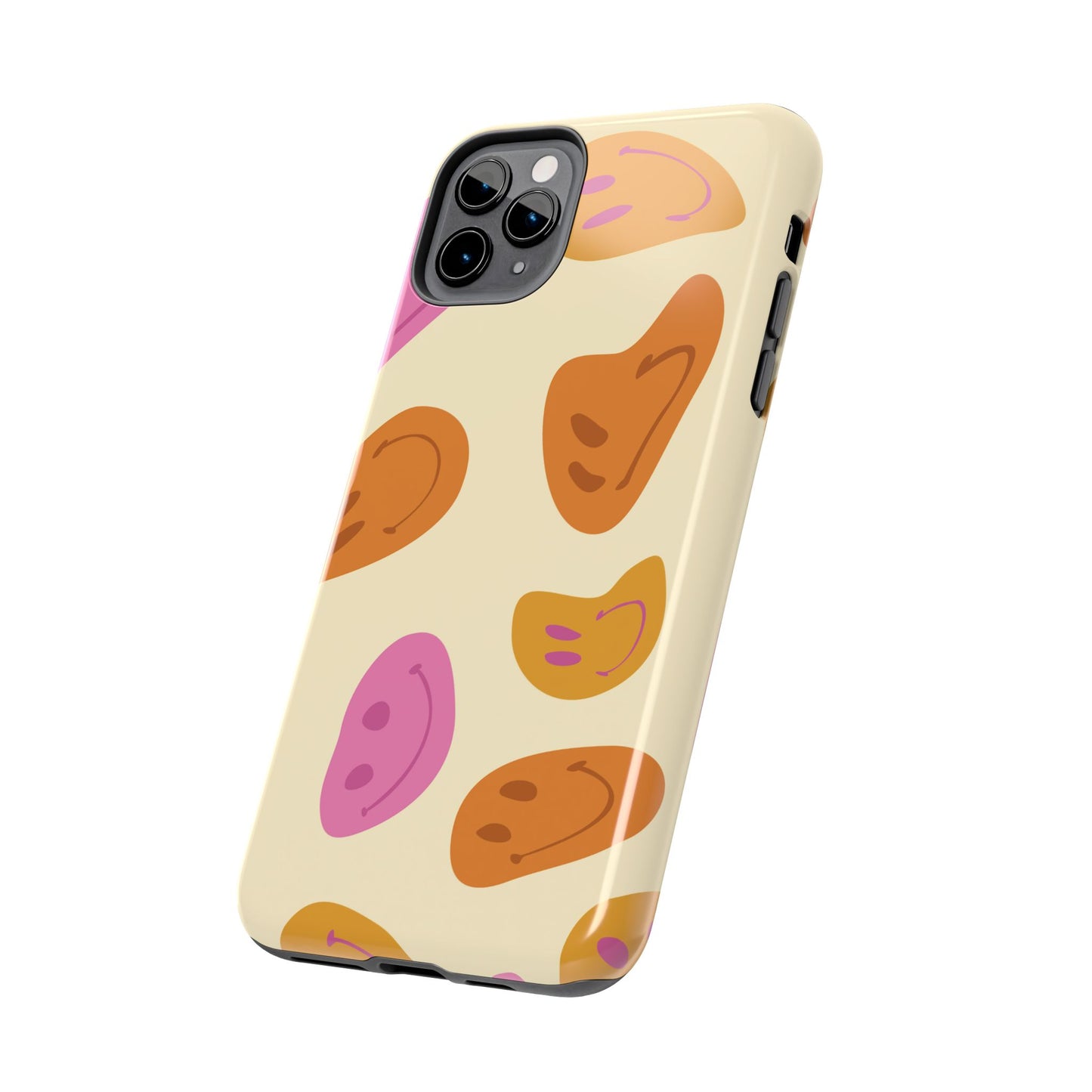 Retro Smiley Faces iPhone Case – Shockproof, Matte Finish, Dual-Layer Protection