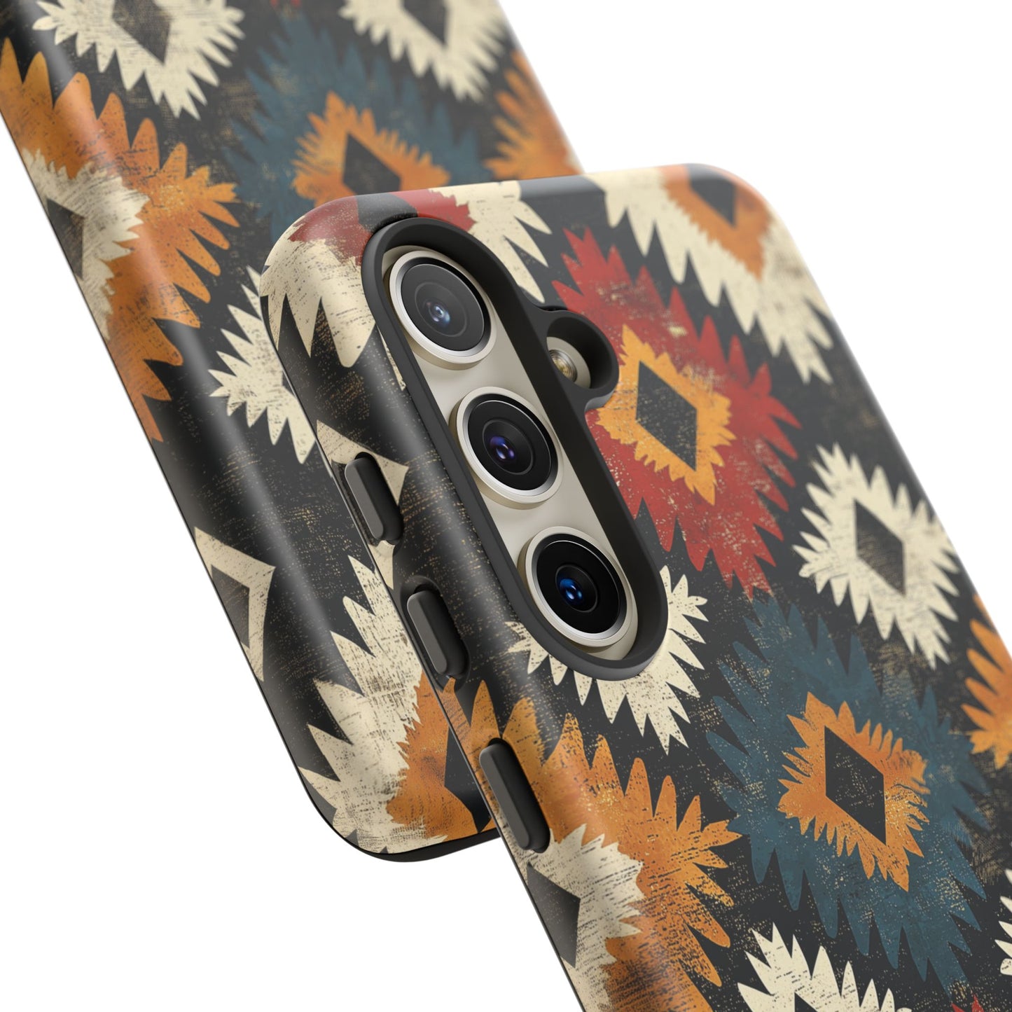 Rustic Tribal Sunburst Tough Samsung Galaxy  Case – Vibrant Geometric Design, Dual-Layer Protection