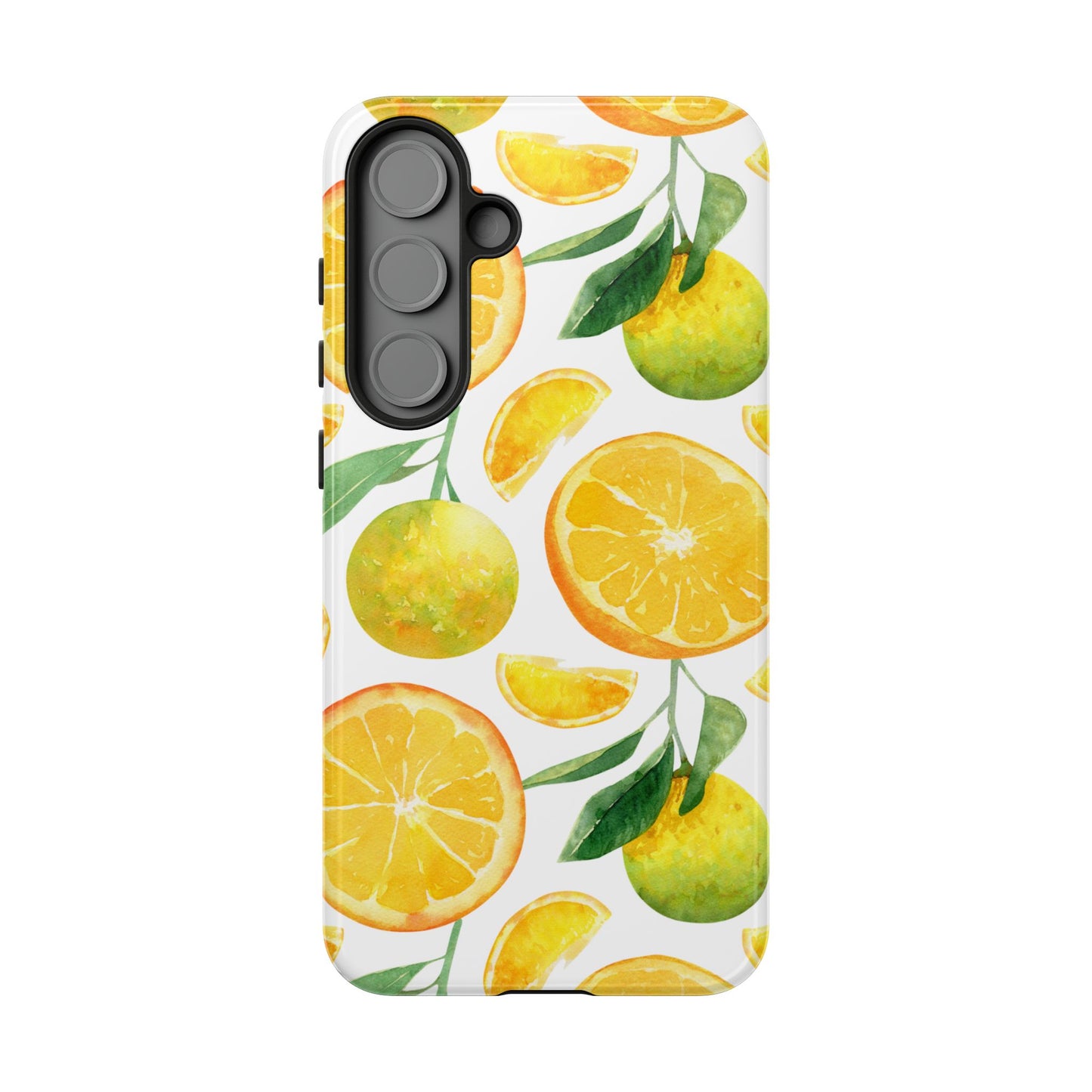 Sunny Citrus Grove Tough Samsung Galaxy Case – Watercolor Orange Design, Dual-Layer Protection