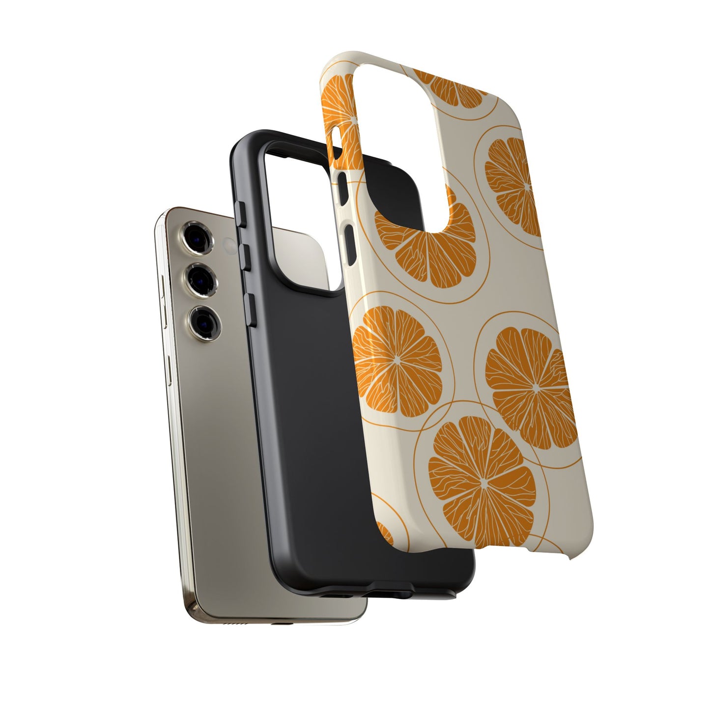 Citrus Burst Pattern Tough Samsung Galaxy  Case – Bold Orange Design, Shockproof Protection