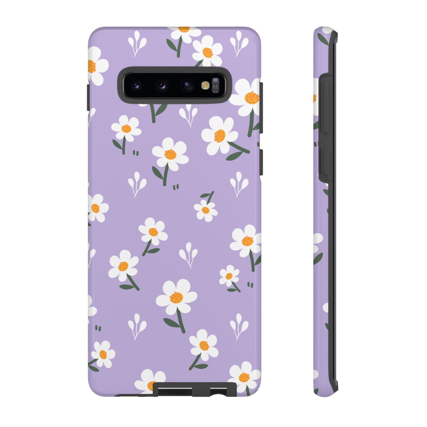 Purple Daisy Garden Samsung Galaxy Case – Soft Lavender Background, Shockproof Protection with Slim Fit