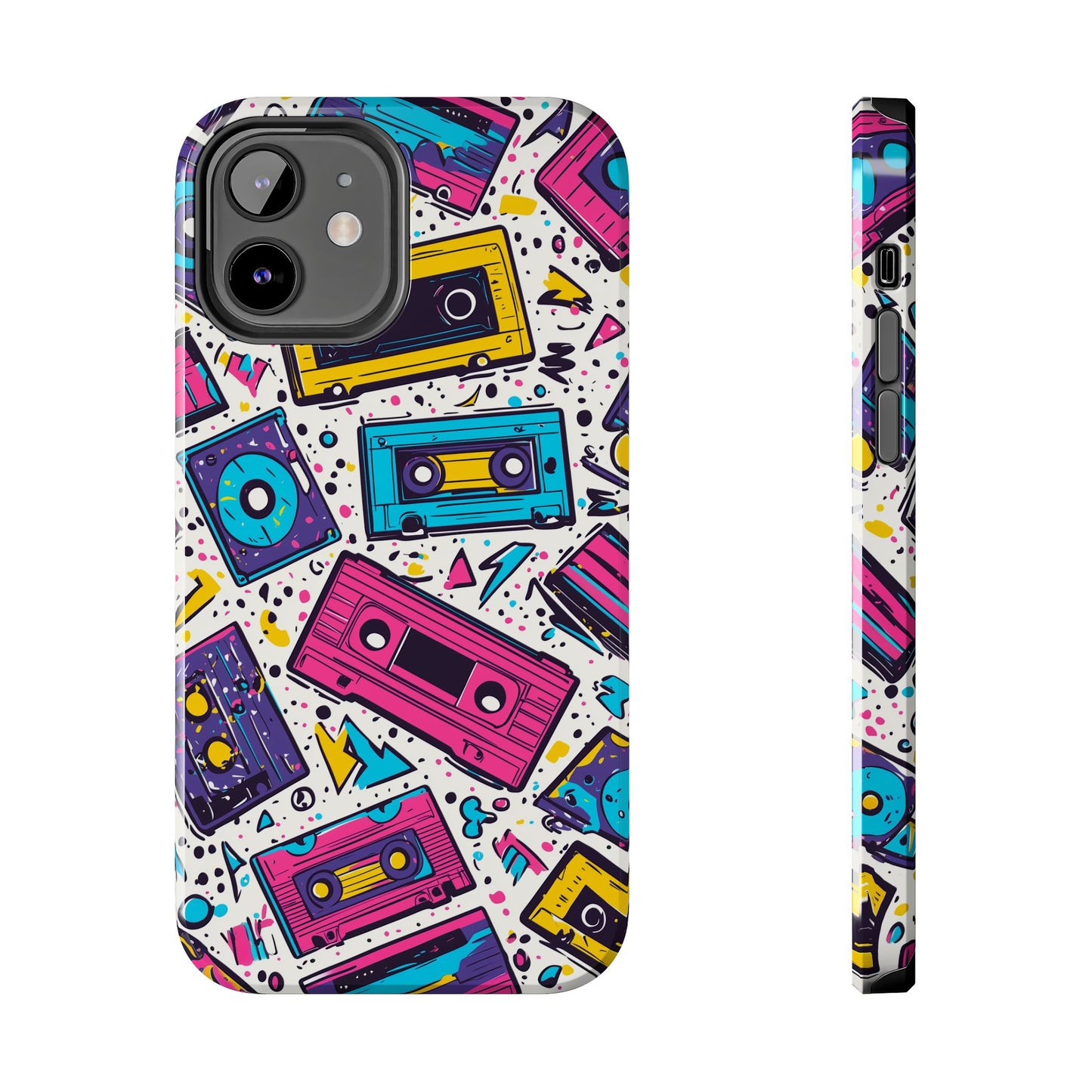Retro Cassette Vibes Tough iPhone Case – Bold 80s Tape Design, Shockproof Protection - BOGO Cases