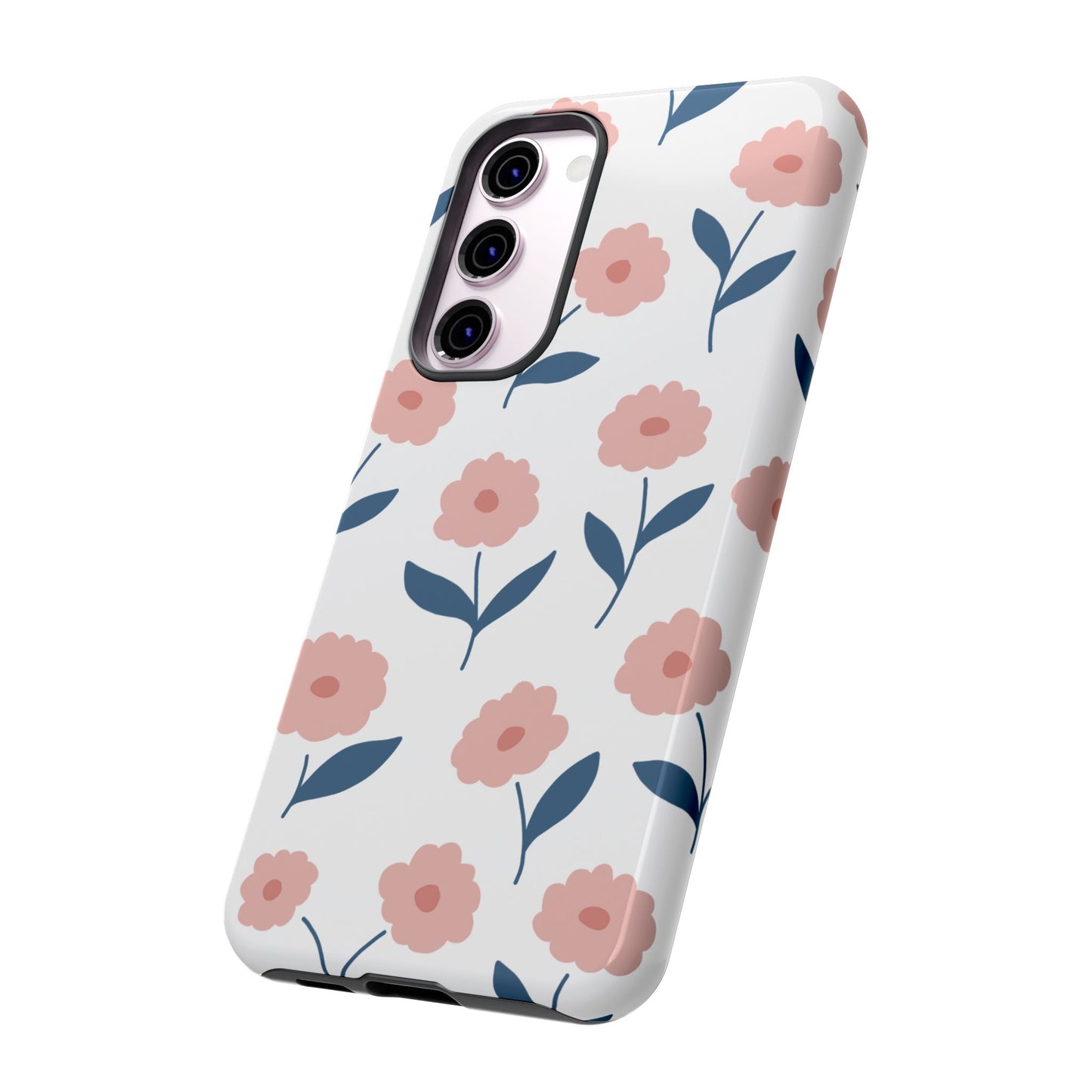 Playful Pink Floral Tough Samsung Galaxy Case – Soft Pastel Design, Slim & Shockproof