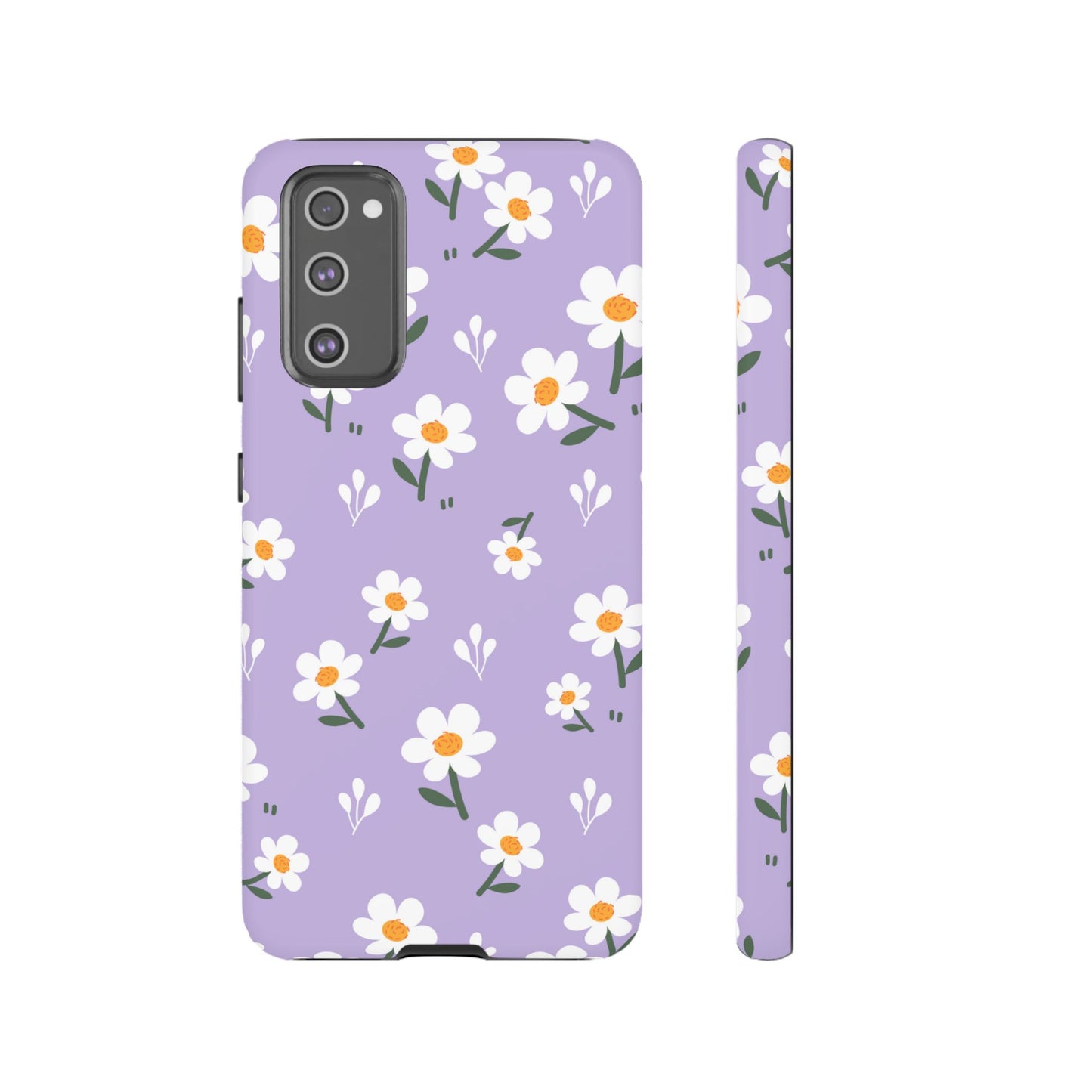 Purple Daisy Garden Samsung Galaxy Case – Soft Lavender Background, Shockproof Protection with Slim Fit