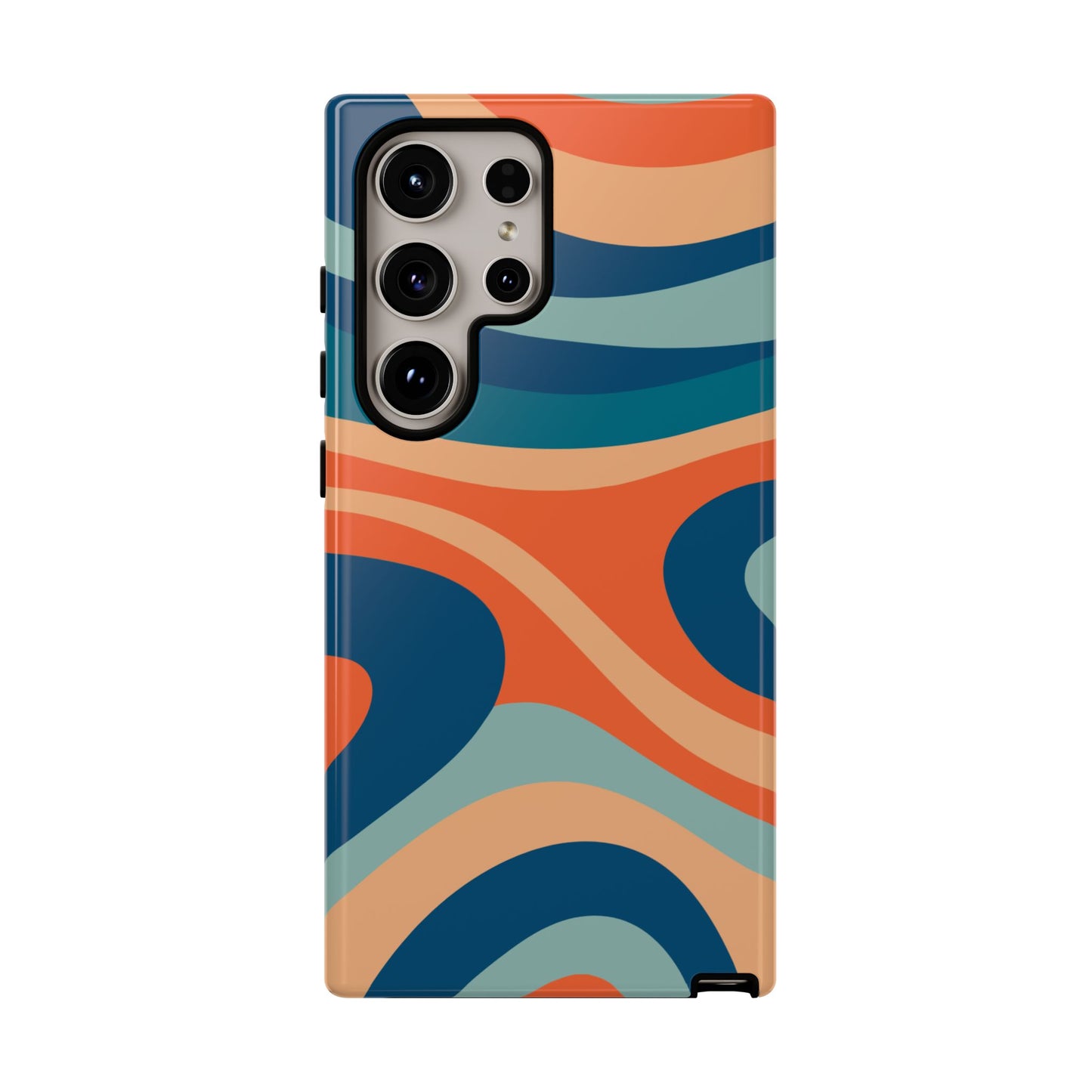 Retro Vibe Wavy Stripes Samsung Galaxy Case – 70s-Inspired in Teal, Orange, and Rust