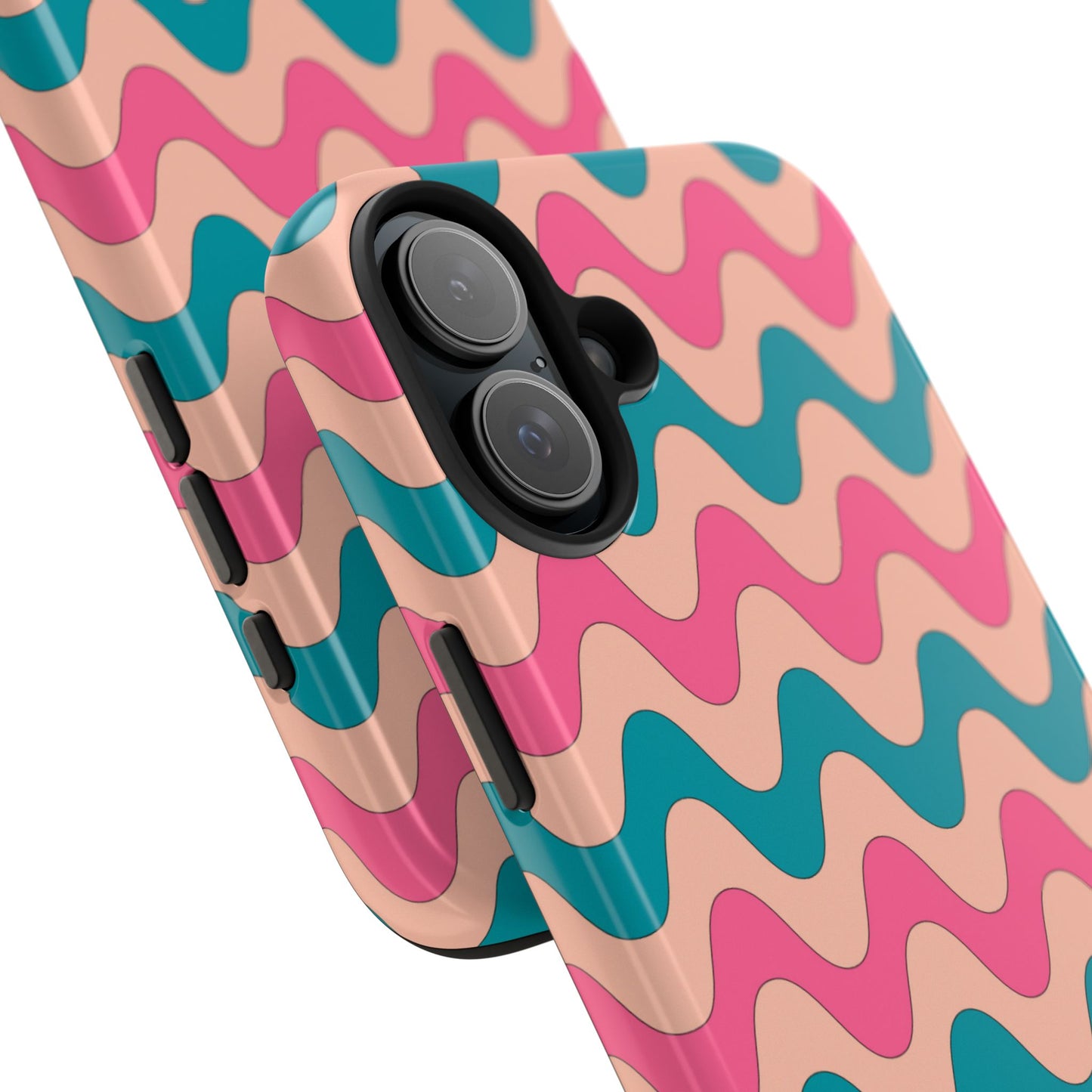 Retro Waves Pattern iPhone Case – Shockproof Design with Dual-Layer Protection