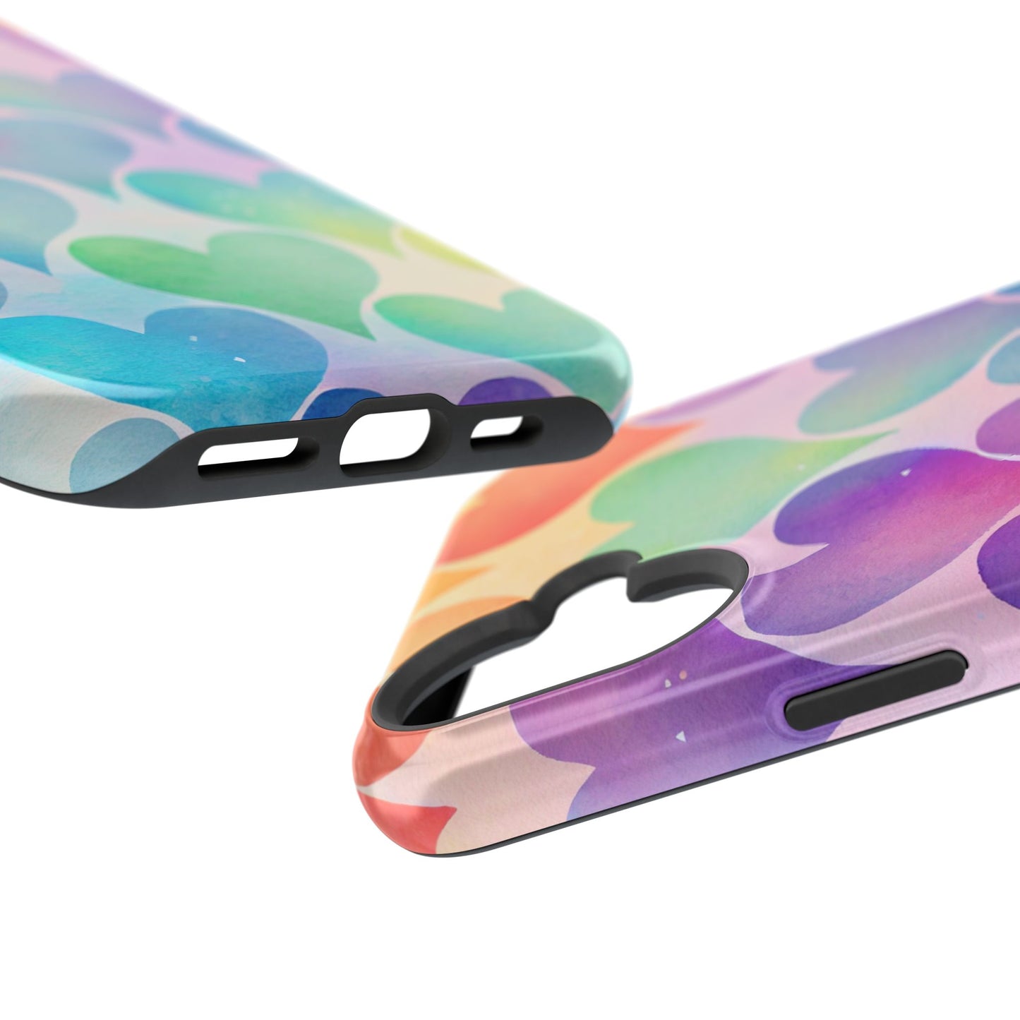 Rainbow Hearts Watercolor iPhone Case – Slim Design, Glossy Finish