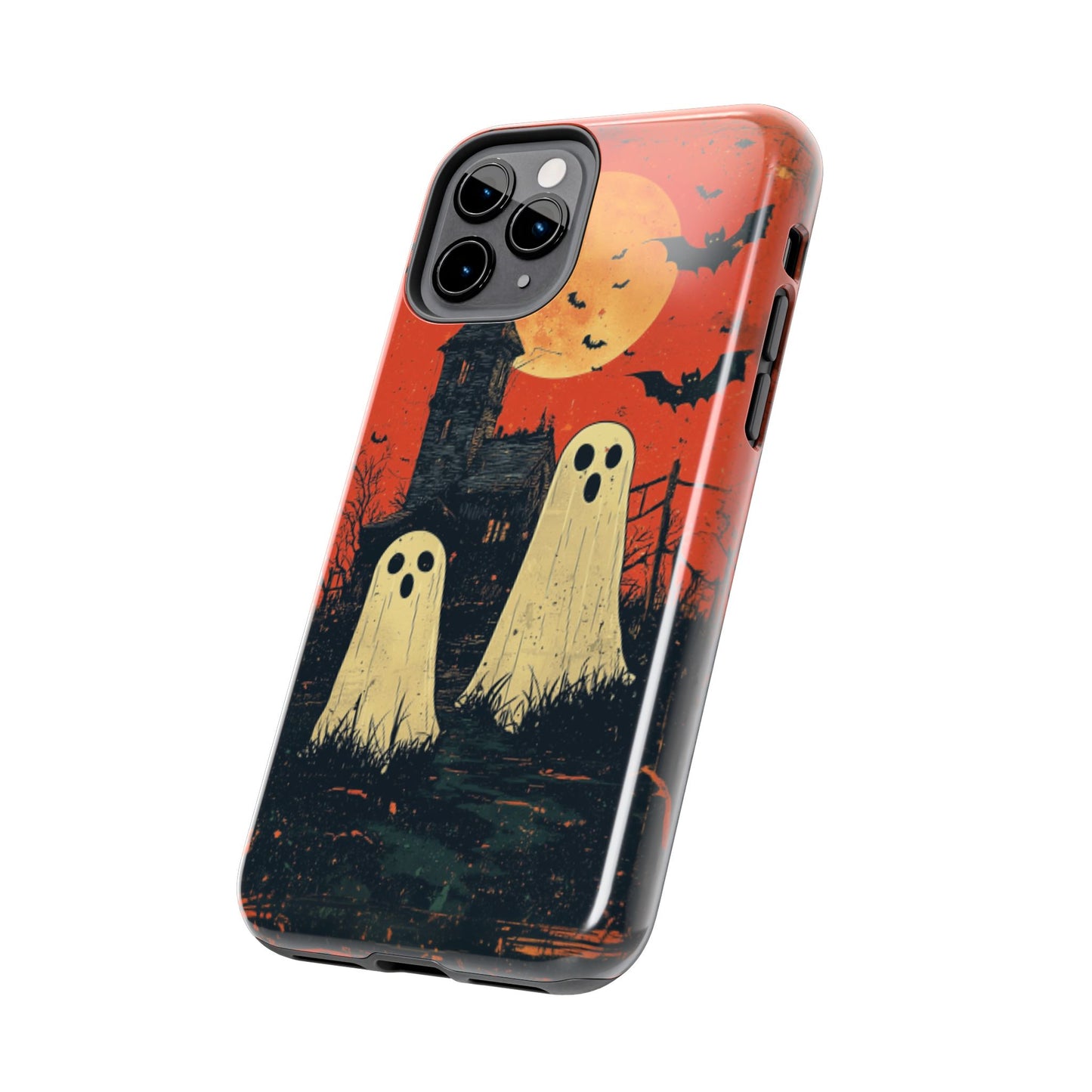 Haunted House & Ghosts iPhone Case – Spooky Halloween Full Moon Design