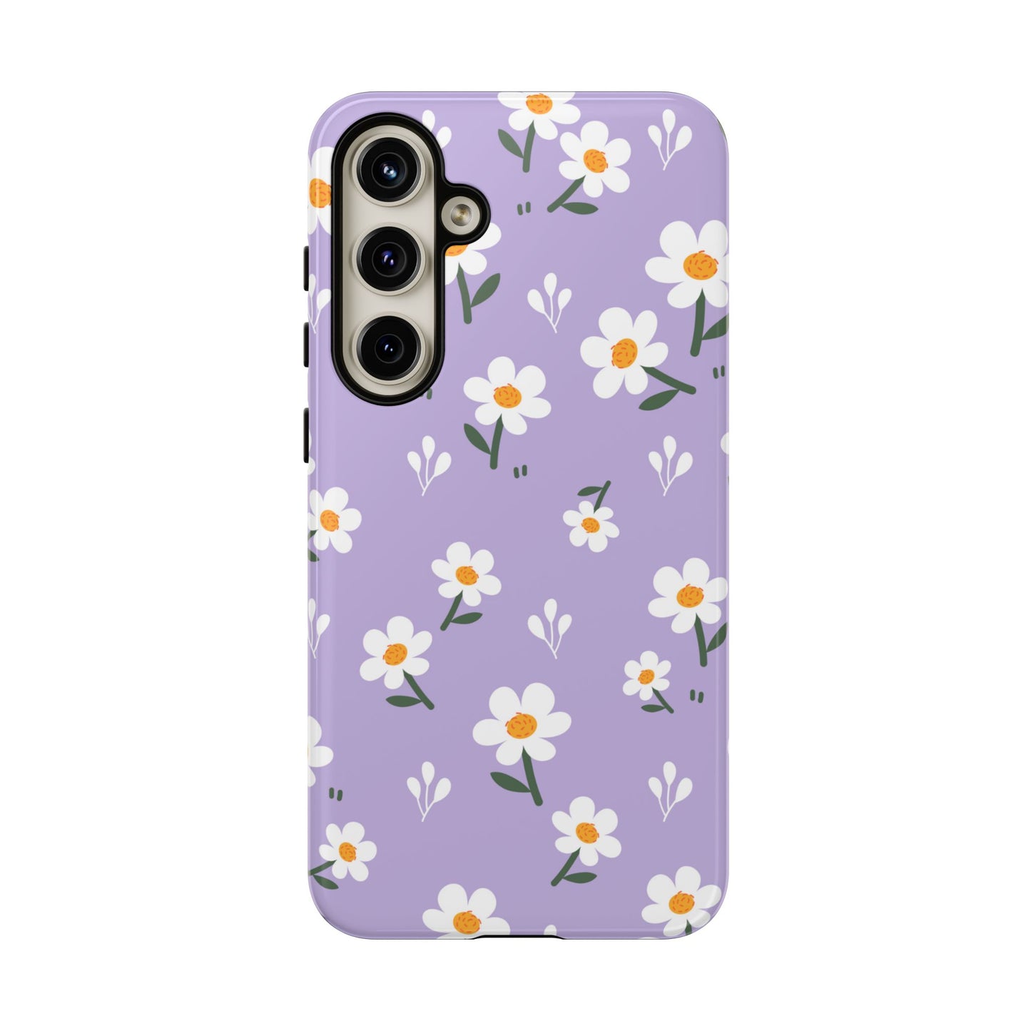 Purple Daisy Garden Samsung Galaxy Case – Soft Lavender Background, Shockproof Protection with Slim Fit