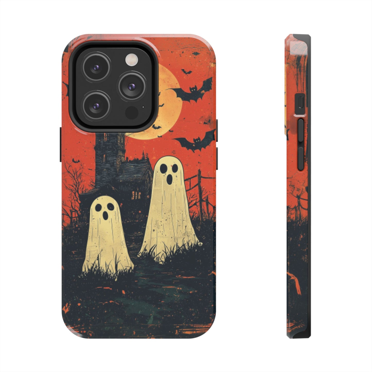 Haunted House & Ghosts iPhone Case – Spooky Halloween Full Moon Design